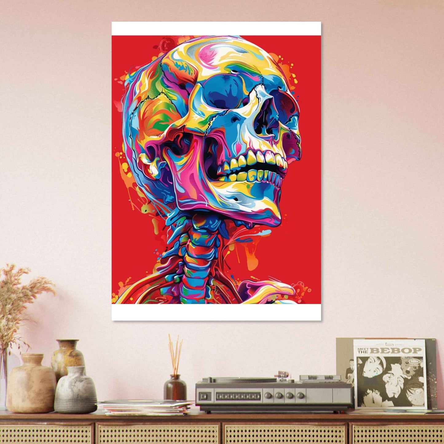 "Neon Skull" Poster – Vibrant Pop Art Wall Decor (Multiple Sizes Available)