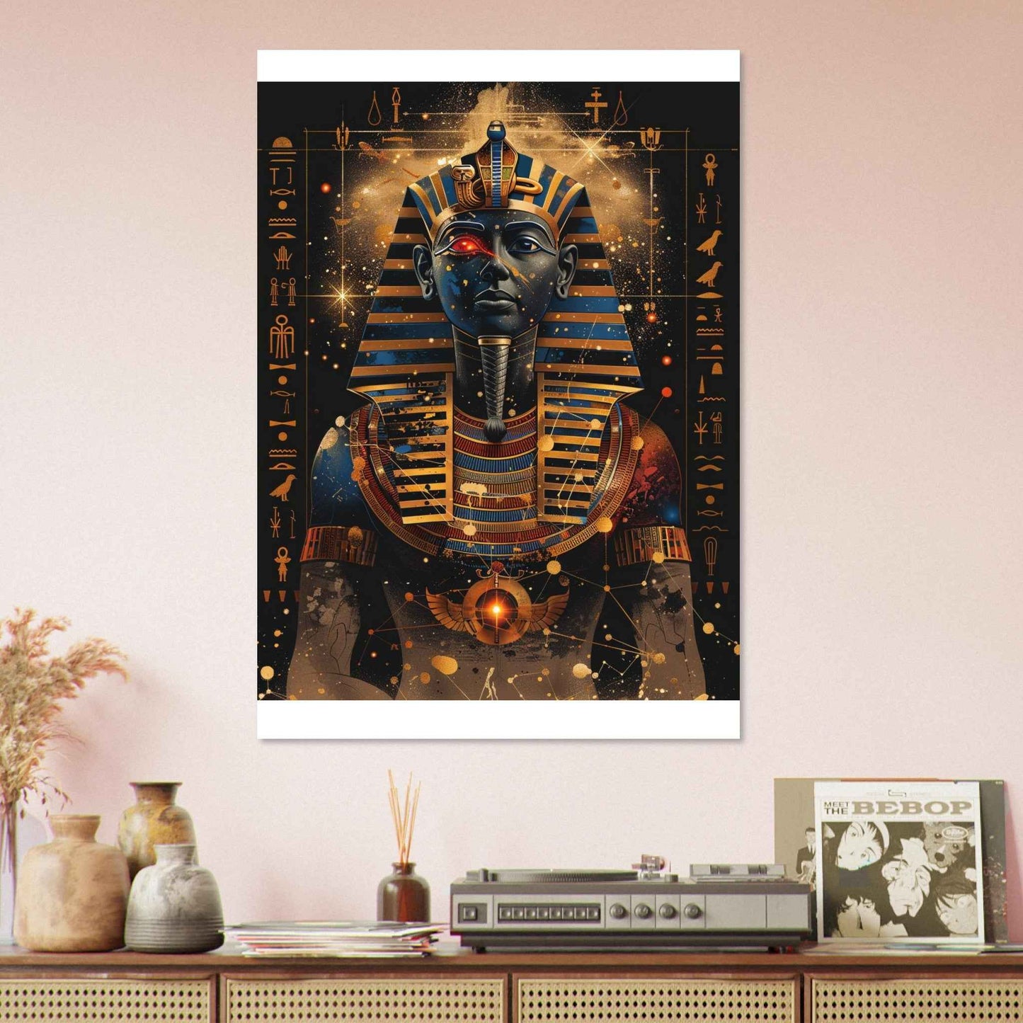 "Pharaoh's Gaze" Poster – Mystical Egyptian Wall Art with Cosmic Allure (Multiple Sizes Available)