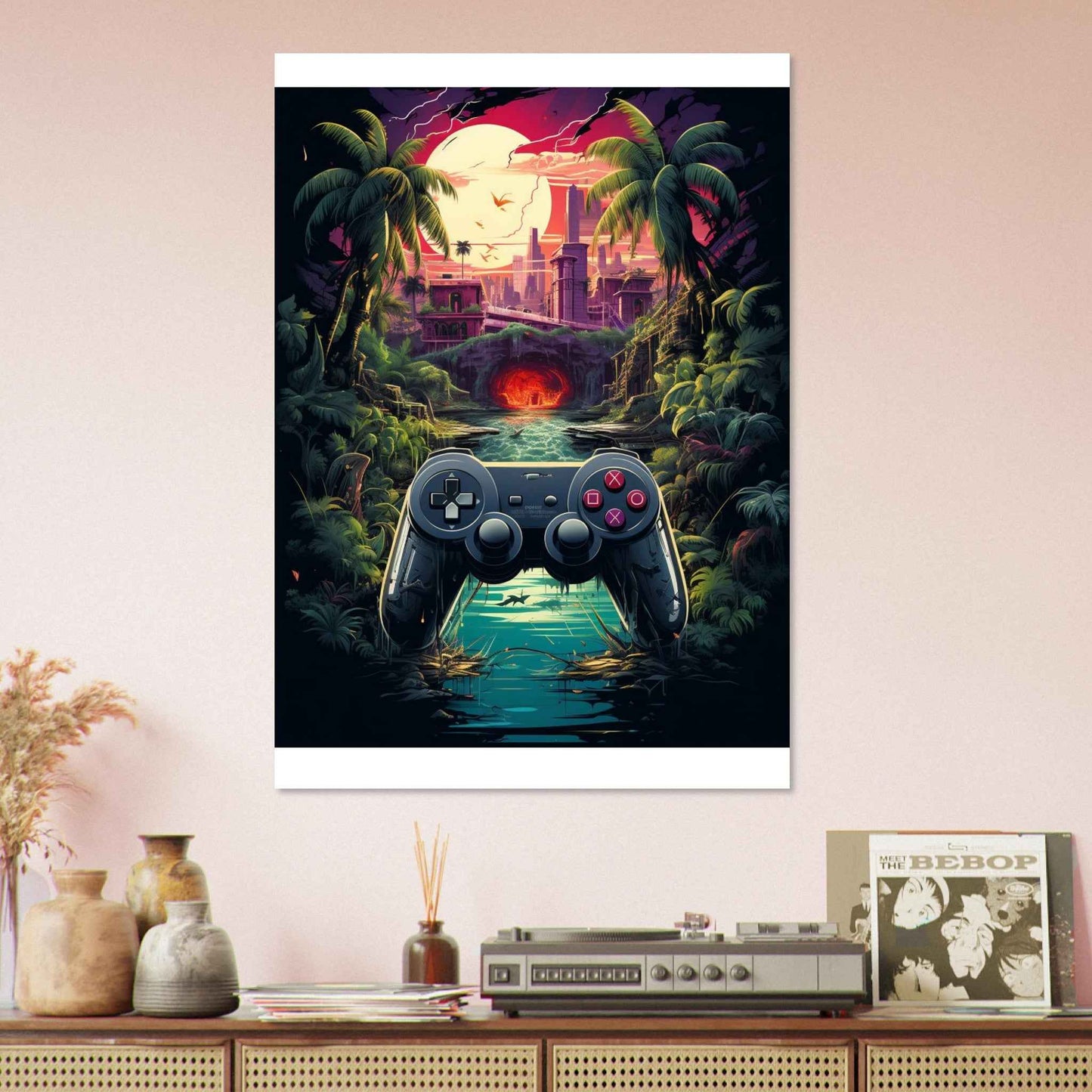 "Gamer's Paradise" Poster – Retro-Futuristic Gaming Wall Art (Multiple Sizes Available)