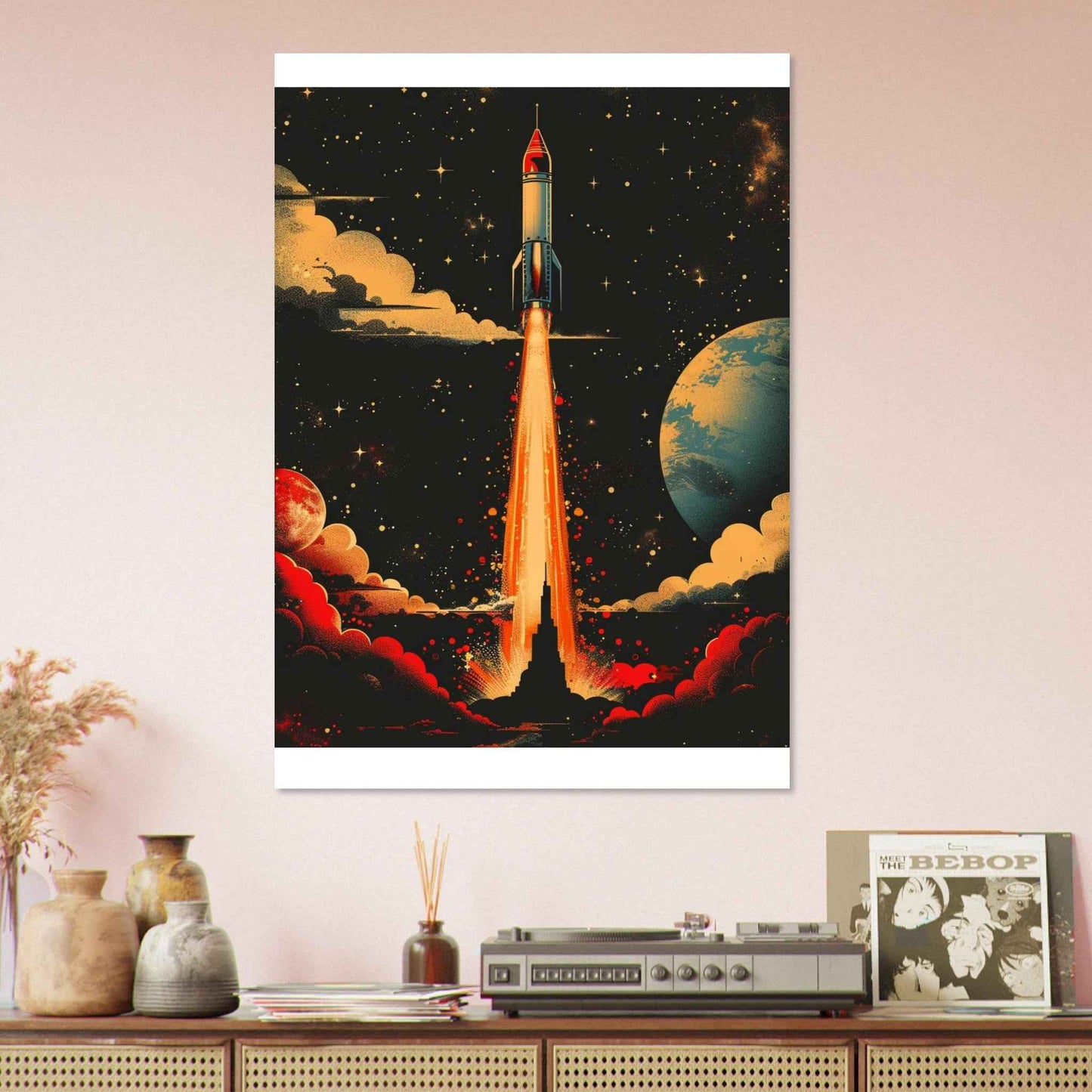 "Cosmic Launch" Poster – Retro Sci-Fi Space Art Print for Home & Office (Multiple Sizes Available)