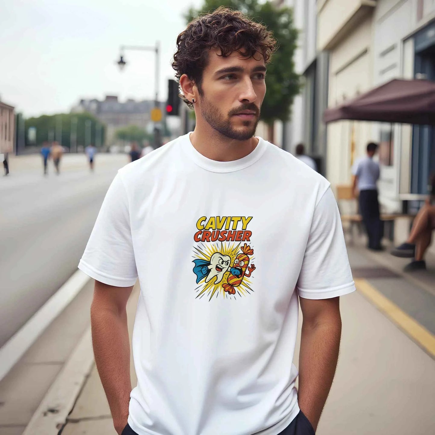 Cavity Crusher T-Shirt – Retro Dental Hero Tee for Dentists, Hygienists & Dental Enthusiasts in 10 Colors