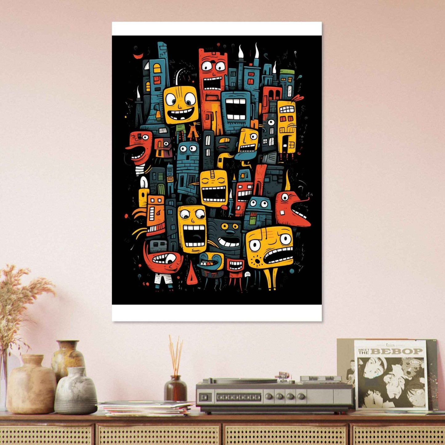 "City of Smiles" Poster – Playful Doodle Art Wall Decor (Multiple Sizes Available)