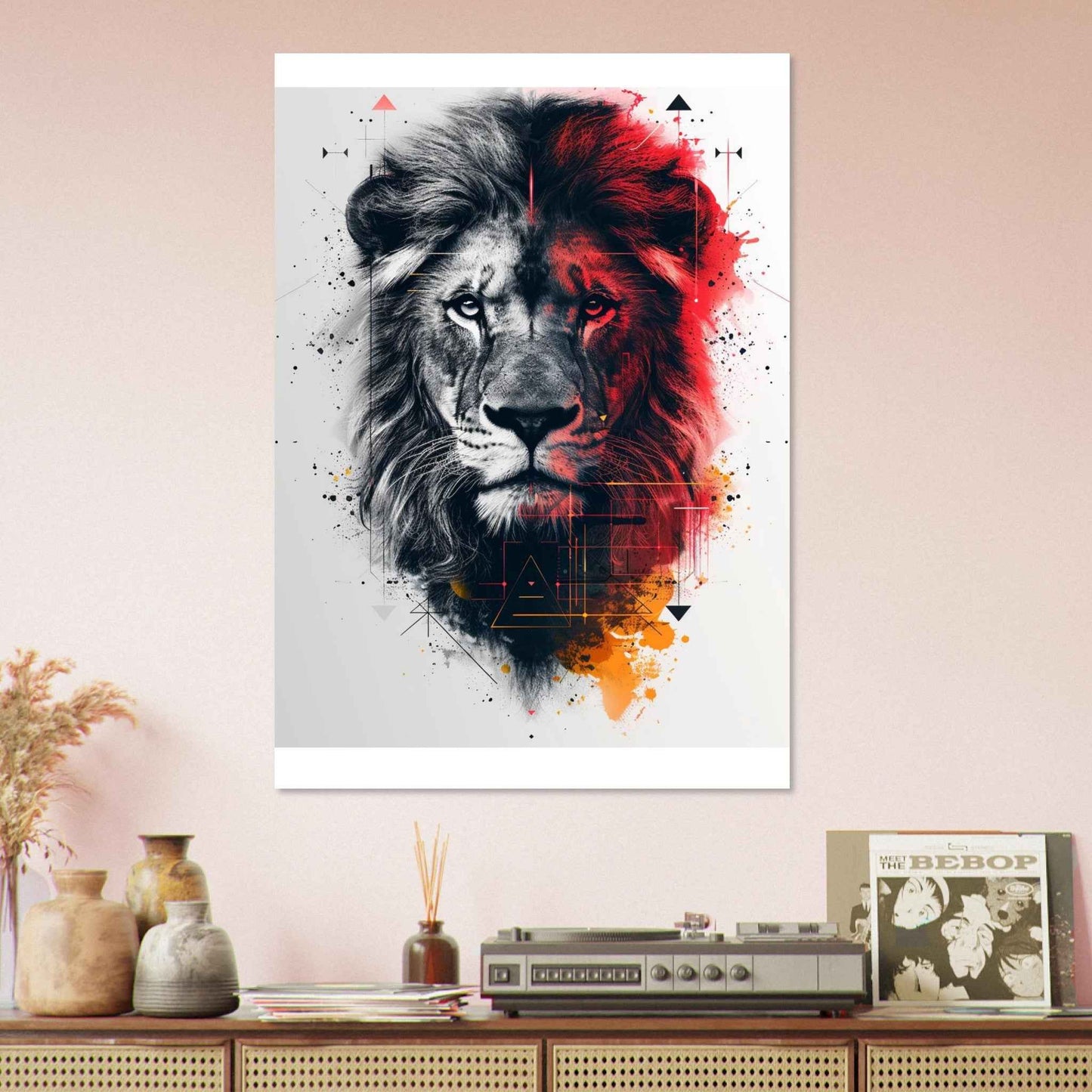 "Abstract Lion" Poster – Dynamic Split-Tone Wall Art (Multiple Sizes Available)