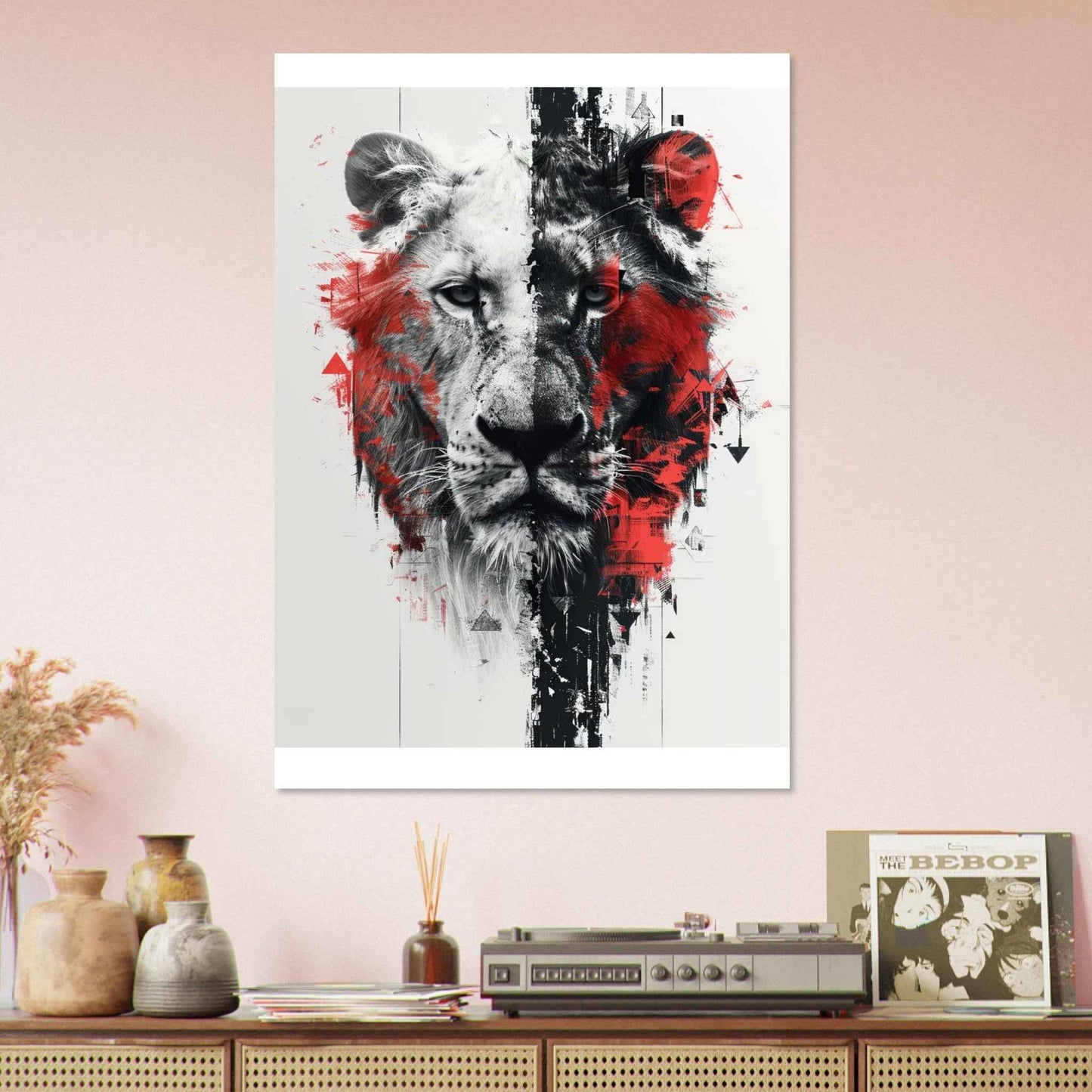 "Lion's Fury" Poster – Dynamic Abstract Lion Wall Art (Multiple Sizes Available)