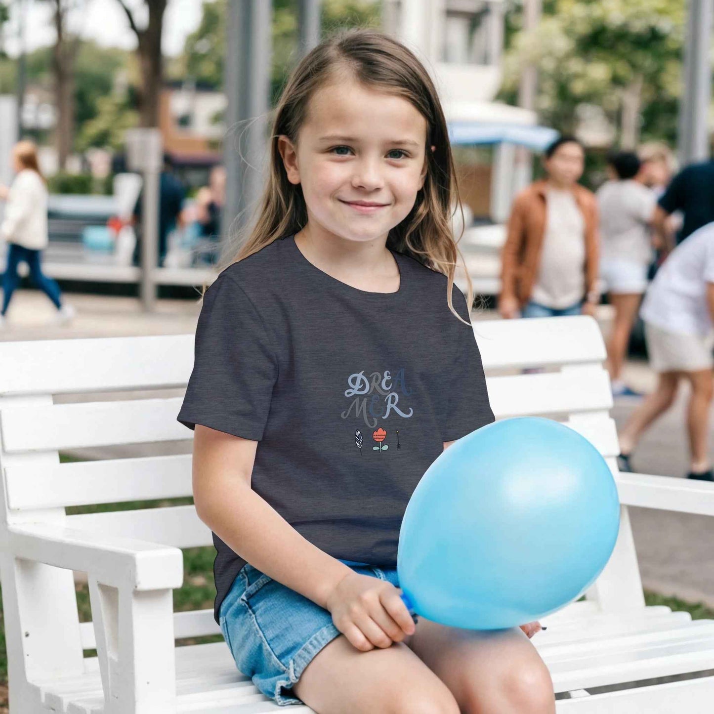 Boho Dreamer Kids T-Shirt – Whimsical Style with Feather & Floral Accents