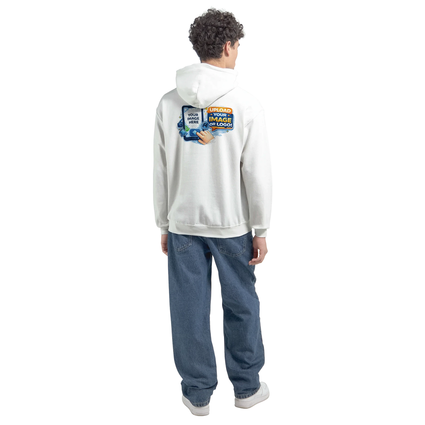 Custom Logo White Hoodie – Front & Back Print