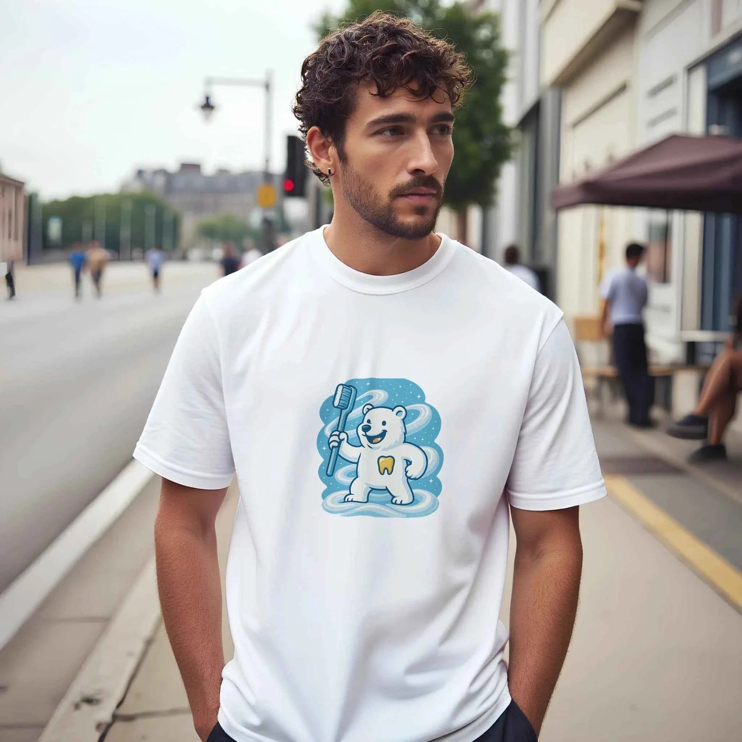 Just Brush It T-Shirt – Playful Polar Bear Dental Humor Unisex Tee in Your Choice of Ten Cool Hues