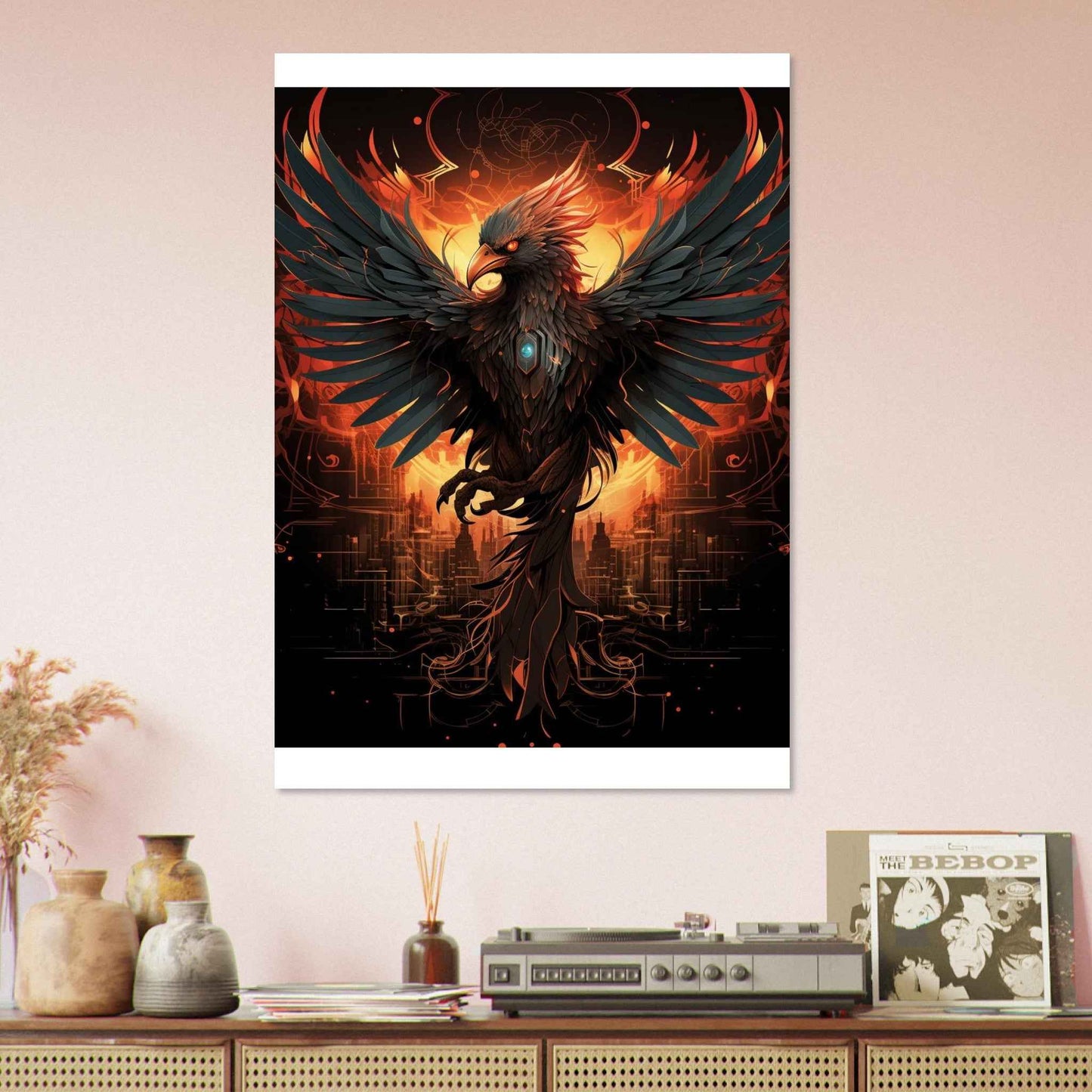 "Crimson Phoenix" Poster – Mythical Firebird Wall Art (Multiple Sizes Available)