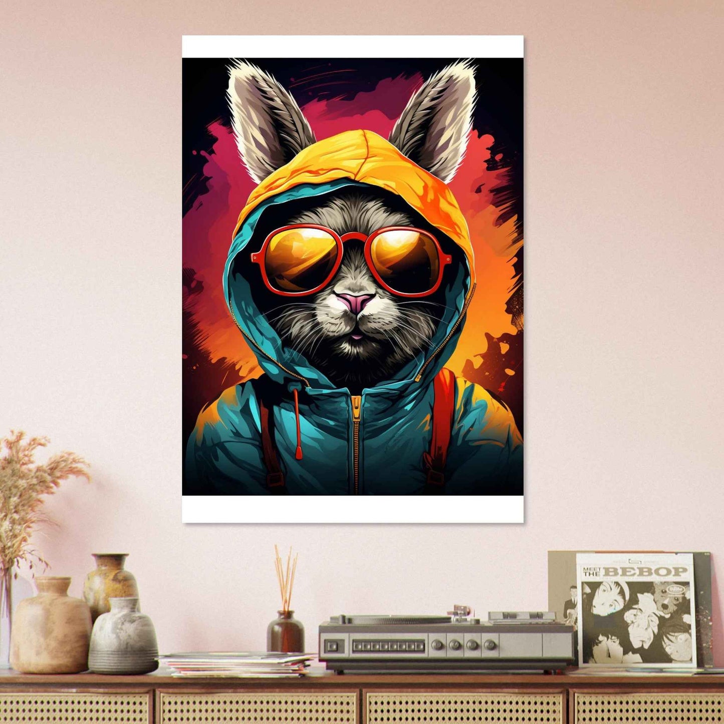 "Street Style Bunny" Poster – Vibrant Pop Art Wall Decor (Multiple Sizes Available)