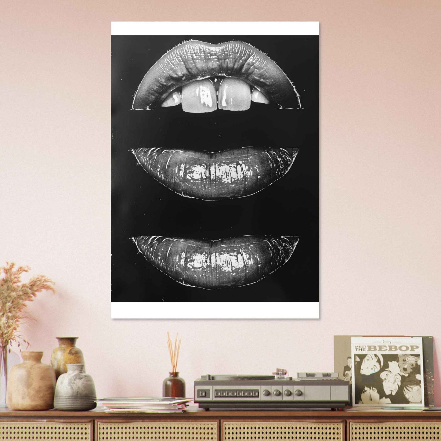"Shiny Lips" Poster – Monochrome Glamour Wall Art (Multiple Sizes Available)