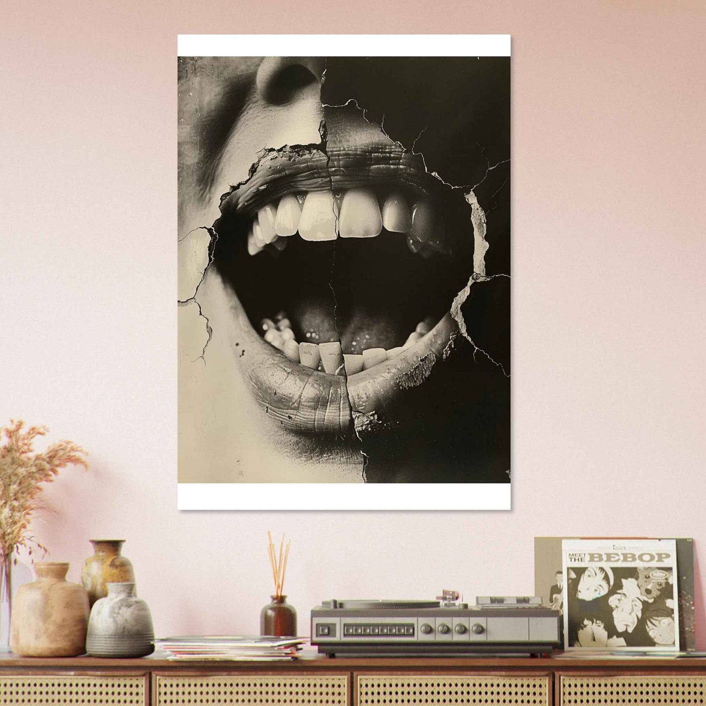 "Shattered Scream" Poster – Evocative Monochrome Wall Art (Multiple Sizes Available)