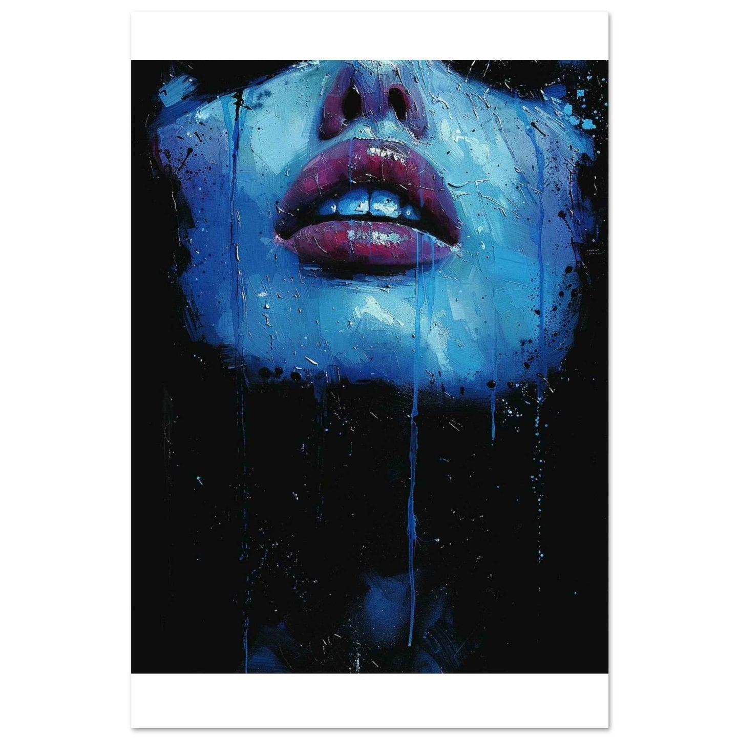 "Blue Ecstasy" Poster – Vivid Abstract Portrait Wall Art (Multiple Sizes Available)
