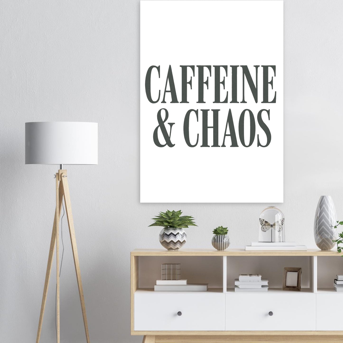Caffeine & Chaos Poster – Minimalist Typography Wall Art - F4 Custom Prints