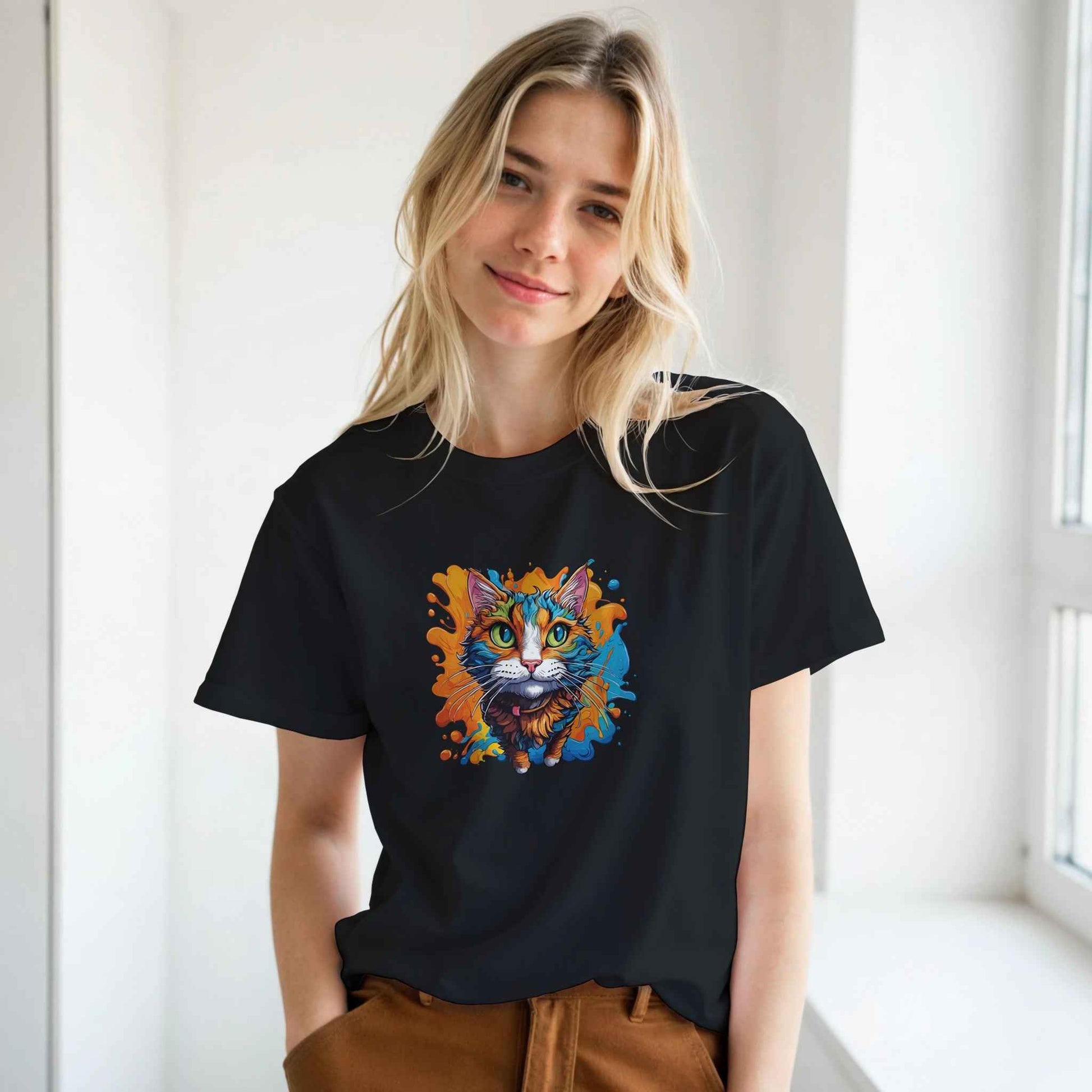 Abstract Splatter Cat Graphic Tee – Premium Comfort & Bold Style for Everyday Wear
