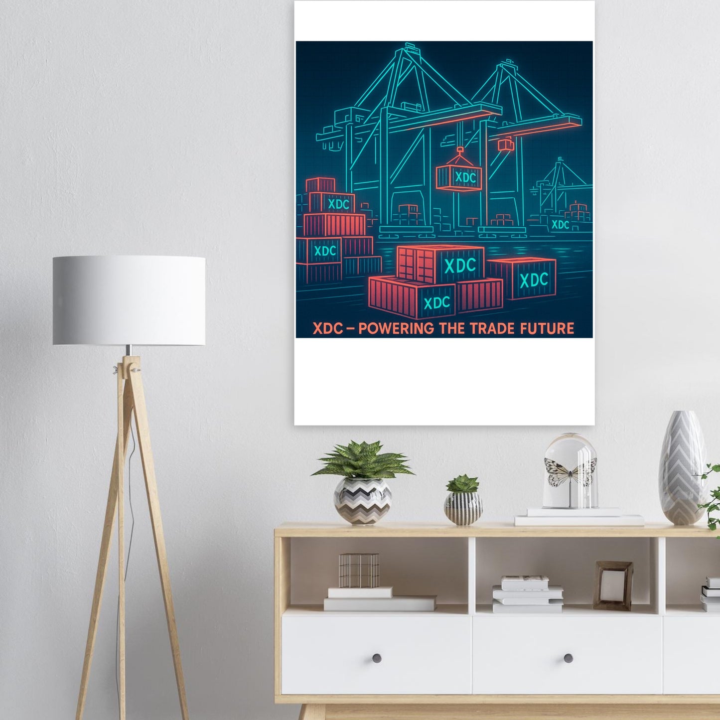 XDC Powering Trade Future Poster – Neon Tech Crypto Wall Art - F4 Custom Prints