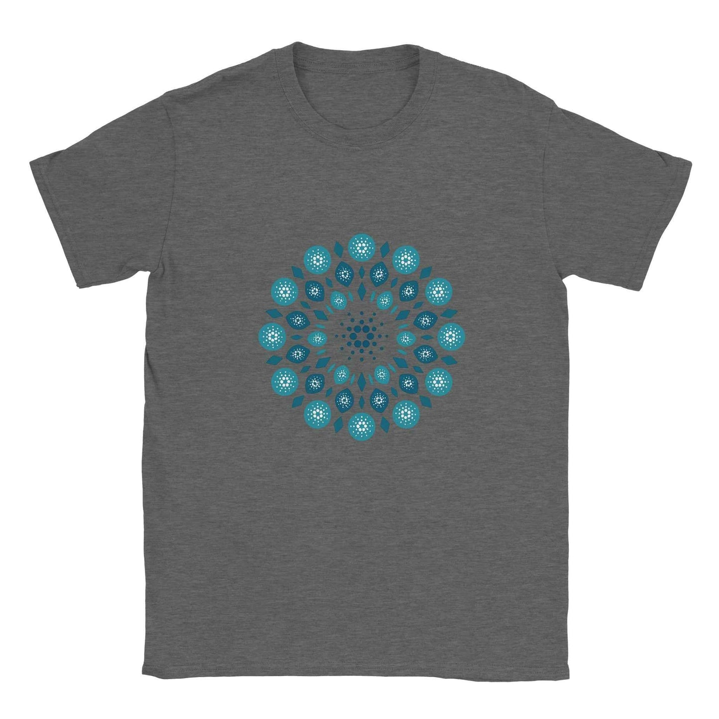 Cardano T-Shirt – Ornate Mandala Style in Cool Teal Hues