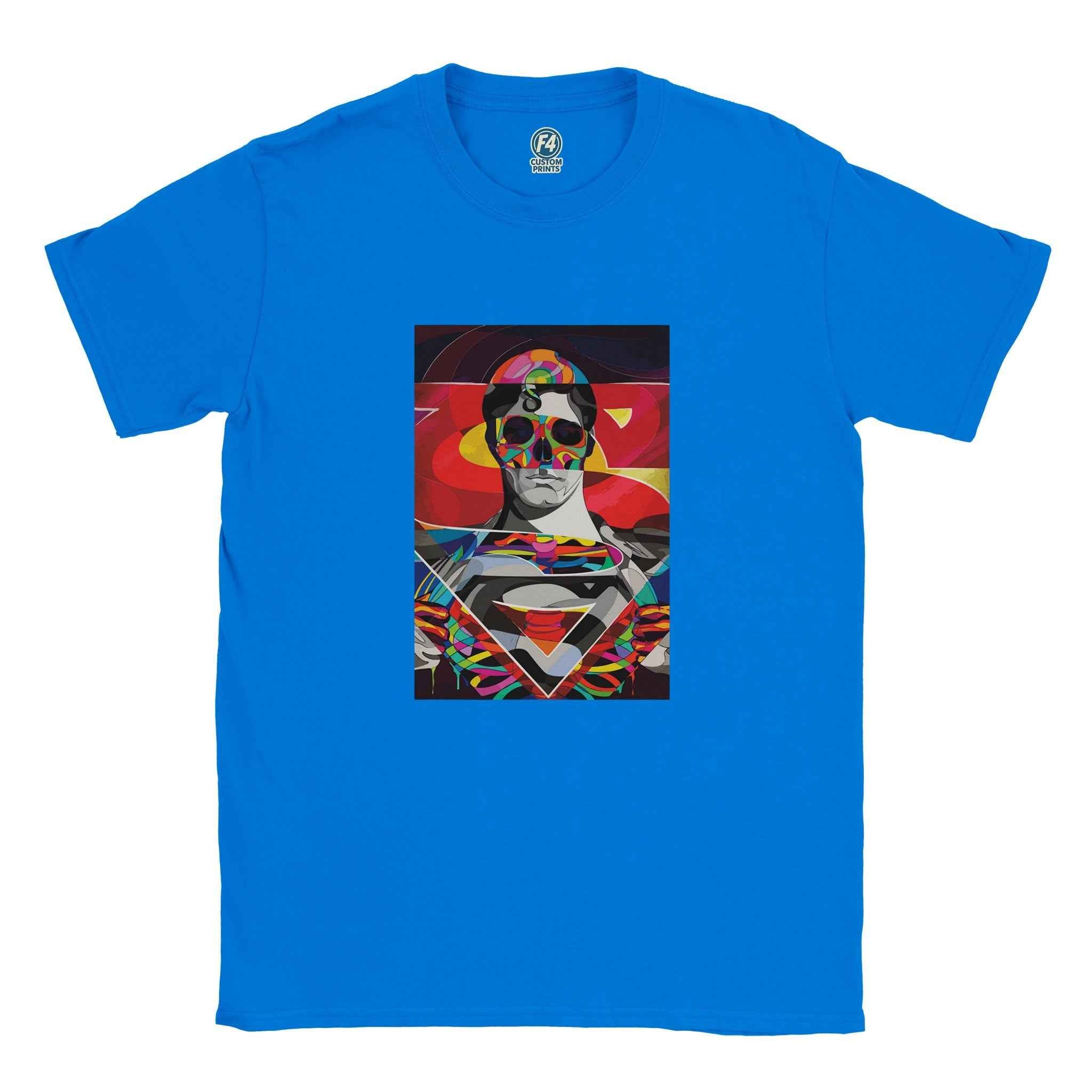 Abstract Superman T-Shirt – Heroic Pop Art Comic-Inspired Graphic Tee in Vibrant Hues