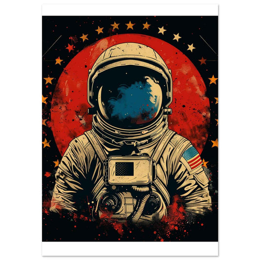 Cosmic Explorer Poster – Retro-Futuristic Astronaut Wall Art (Multiple Sizes Available)