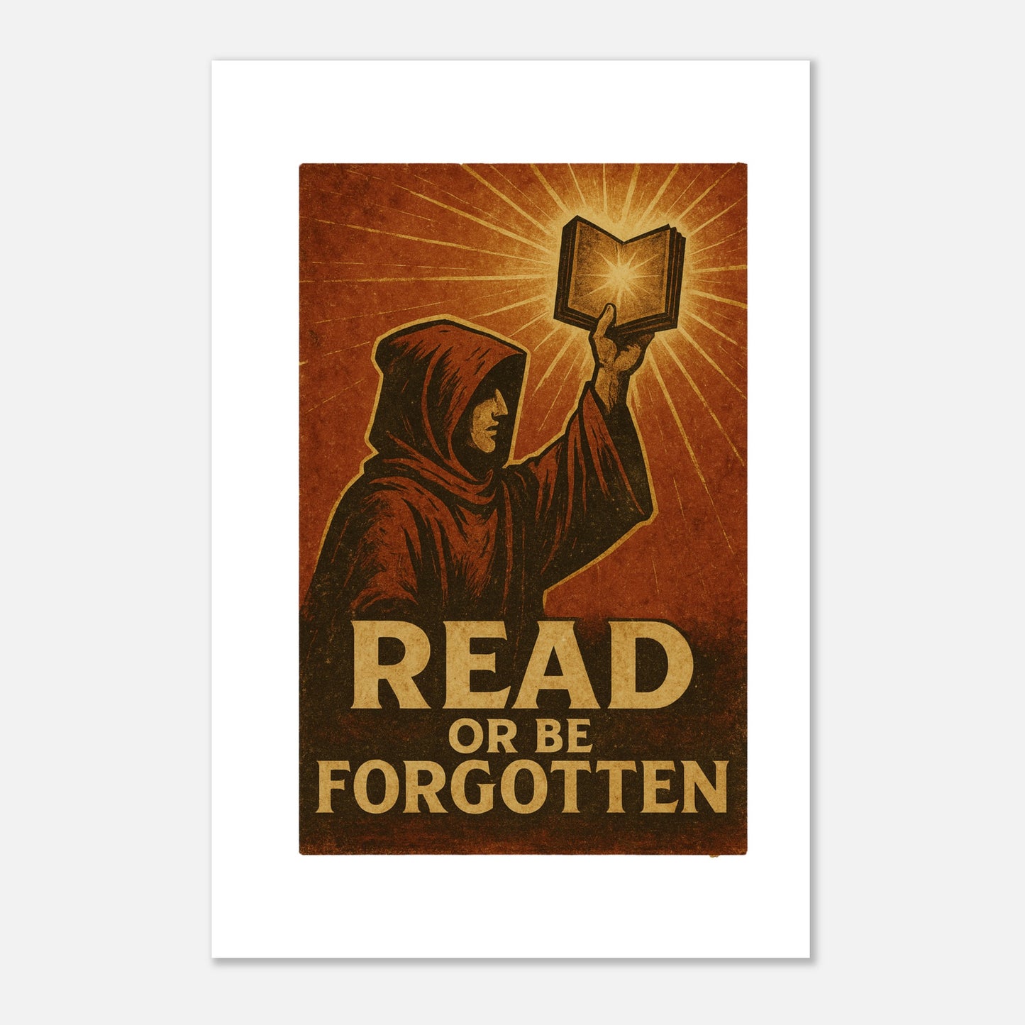 Retro Reader Art Poster – “Read or Be Forgotten” Literary Wall Print - F4 Custom Prints