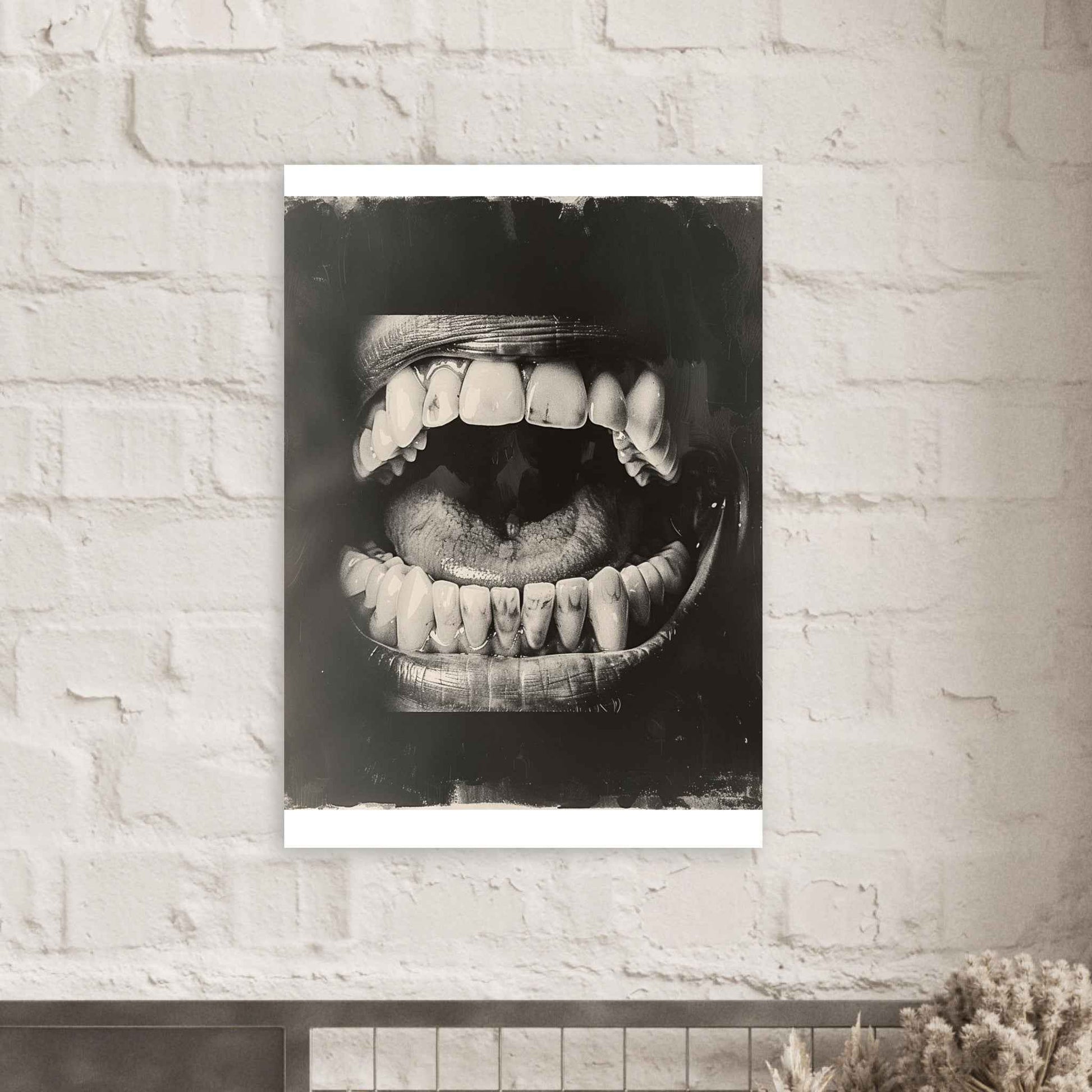 Open Mouth Portrait Poster – Striking Black & White Wall Art (Multiple Sizes Available)