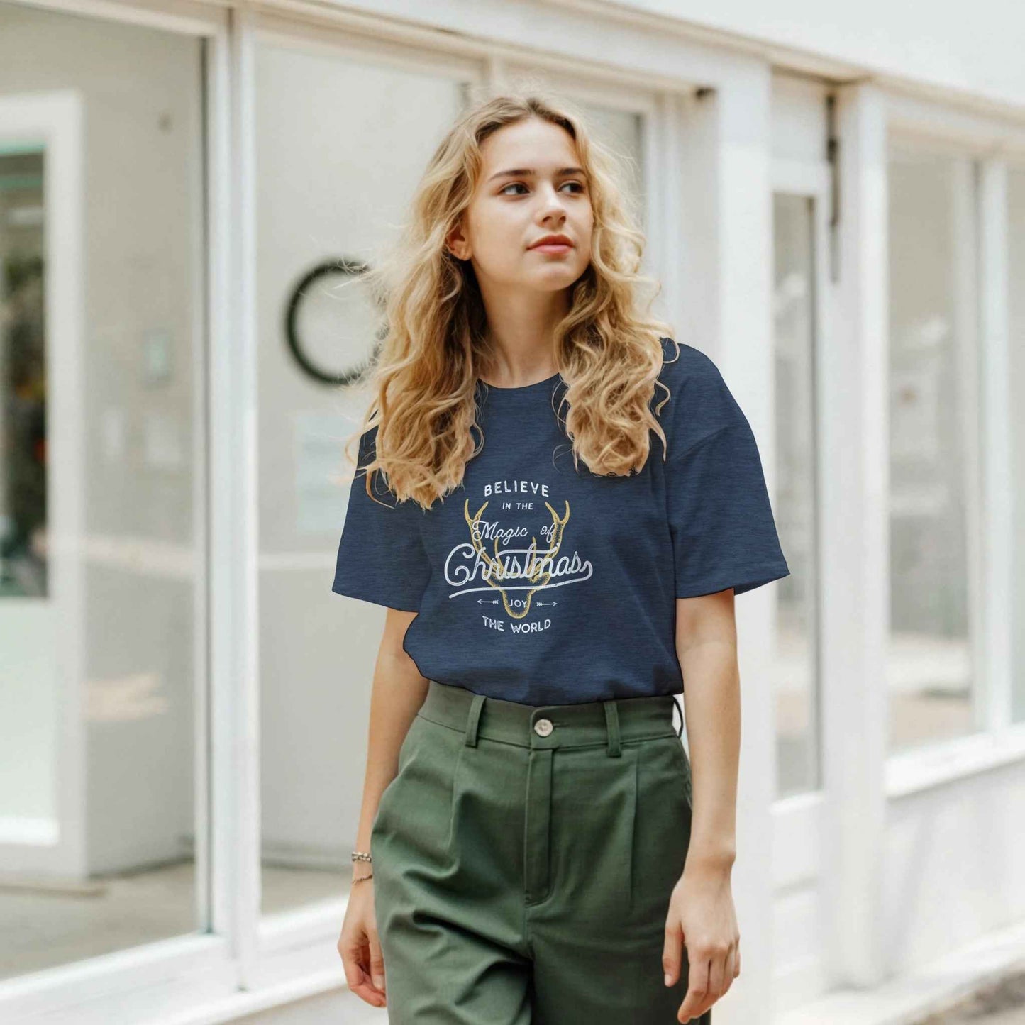 Believe in the Magic of Christmas Tee – Festive Reindeer Holiday Graphic Shirt