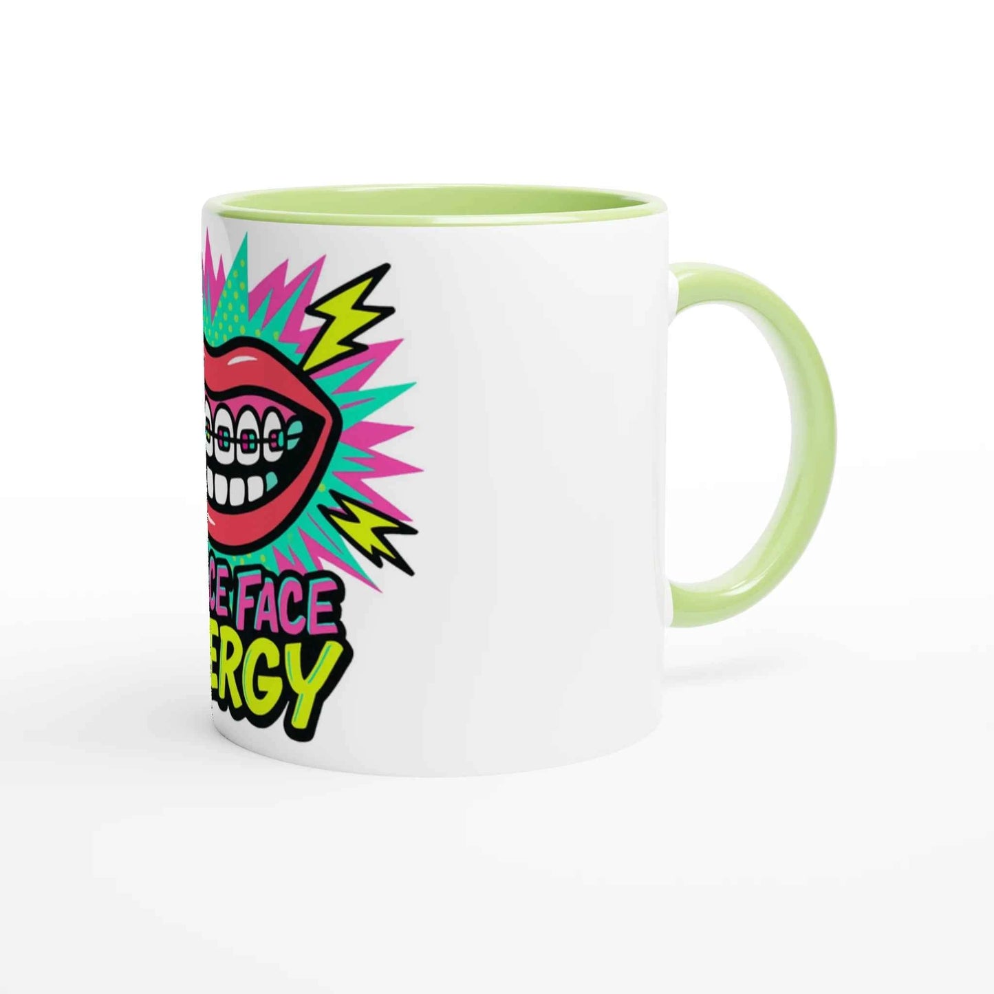 Brace Face Energy 11oz Coffee Mug with Color Inside