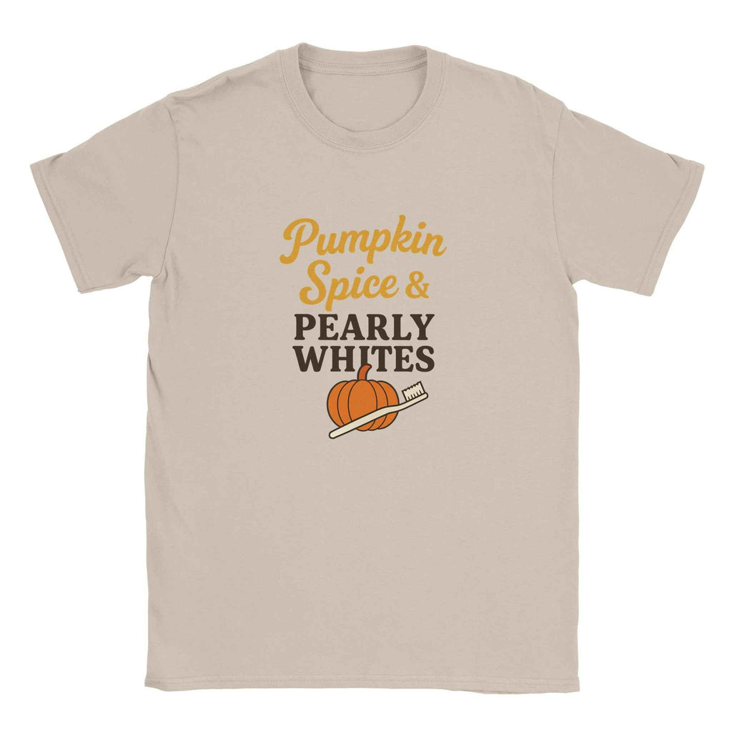 Pumpkin Spice Pearly Whites T-Shirt – Pumpkin Spice Dental T-Shirt - F4 Custom Prints