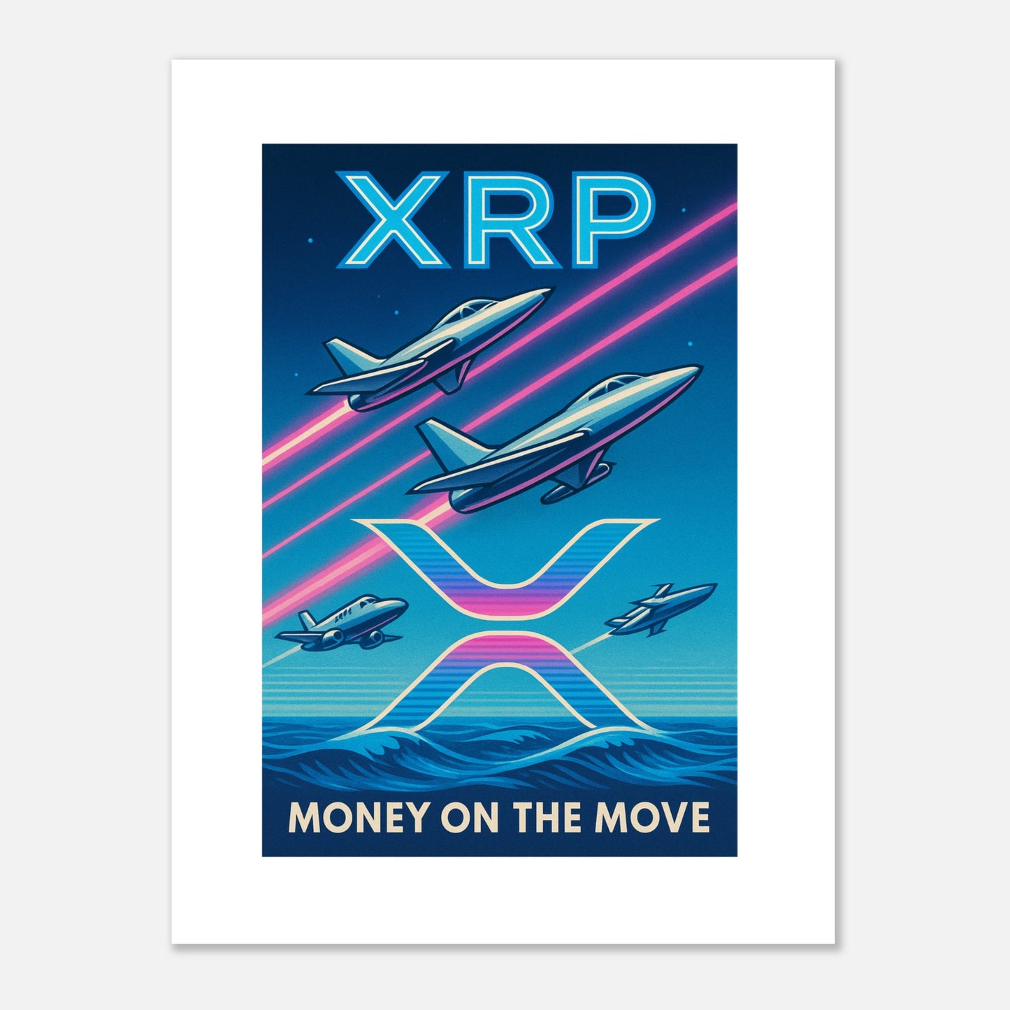 XRP 'Money on the Move' Poster – Retro Crypto Art Wall Print - F4 Custom Prints
