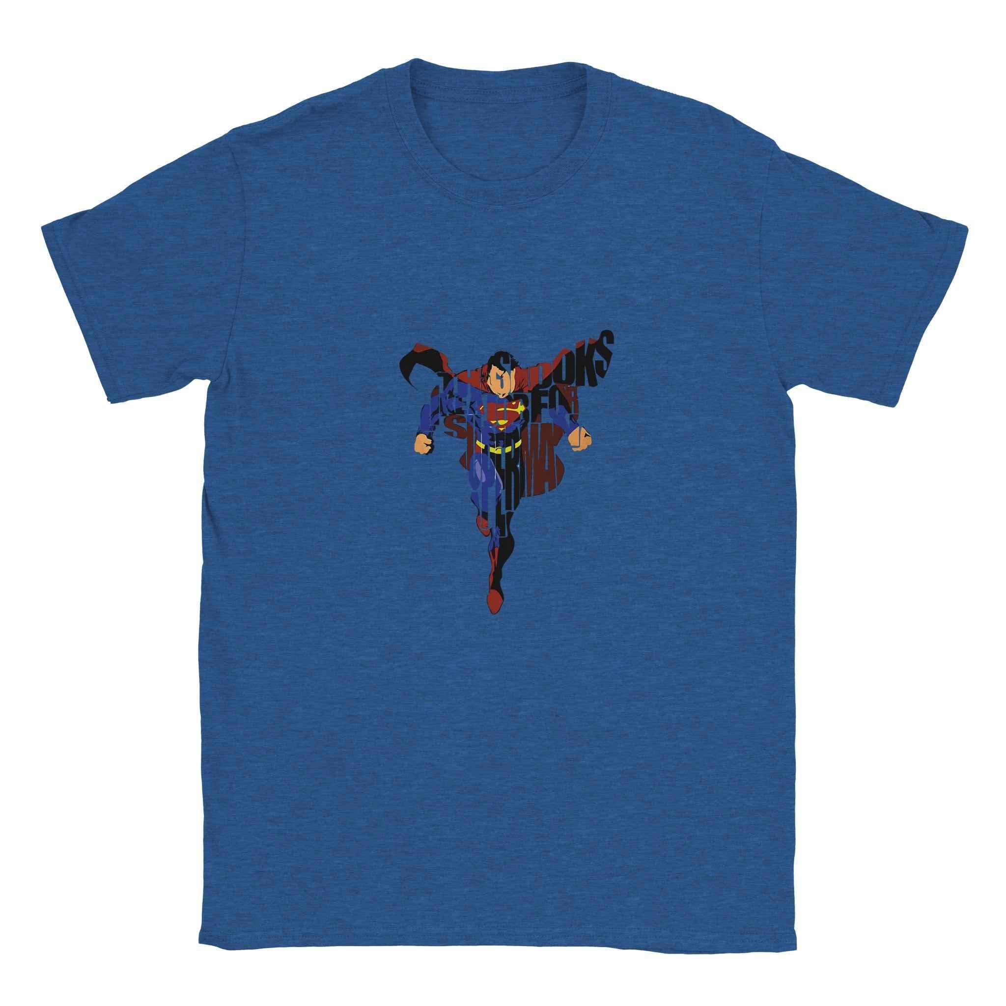Superman Strength T-Shirt – Heroic Comic-Inspired Graphic Tee in Your Choice of Dynamic Colors