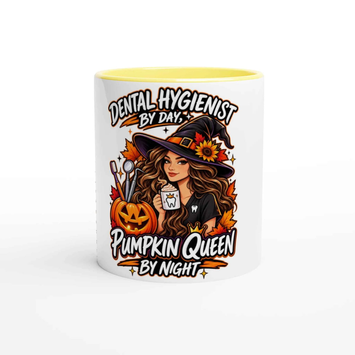 Pumpkin Queen Dental Hygienist 11oz Coffee Mug with Color Inside