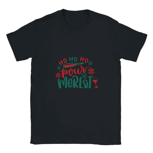 Ho Ho Ho Pour the Merlot Christmas Shirt – Festive Holiday Graphic Tee for Wine Lovers
