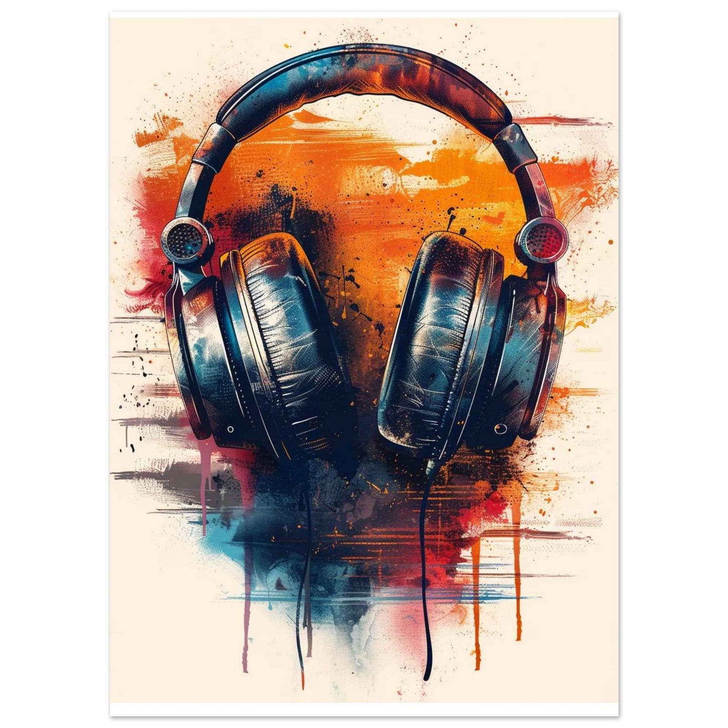 "Soundscape Headphones" Poster – Vibrant Urban Art Print (Multiple Sizes Available)