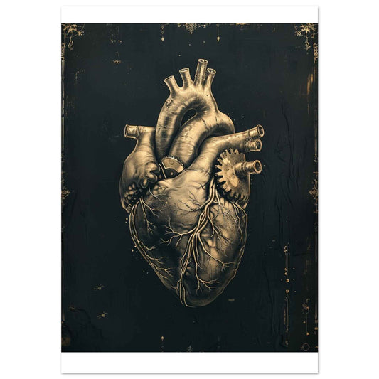 "Steampunk Heart" Poster – Intricate Industrial Anatomy Wall Art (Multiple Sizes Available)