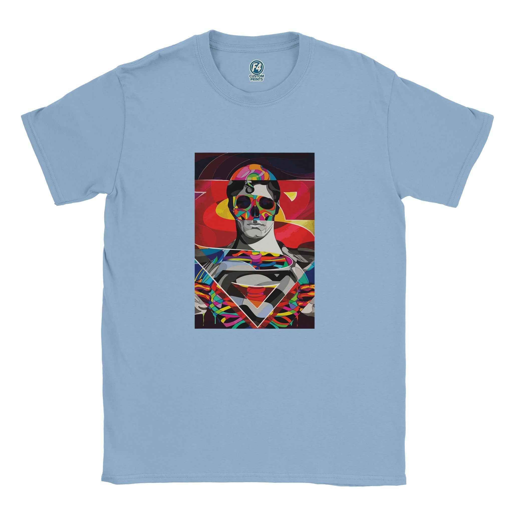 Abstract Superman T-Shirt – Heroic Pop Art Comic-Inspired Graphic Tee in Vibrant Hues