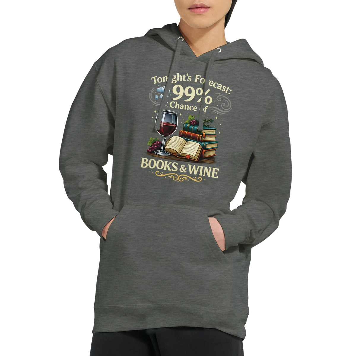 Tonight’s Forecast Books and Wine Hoodie