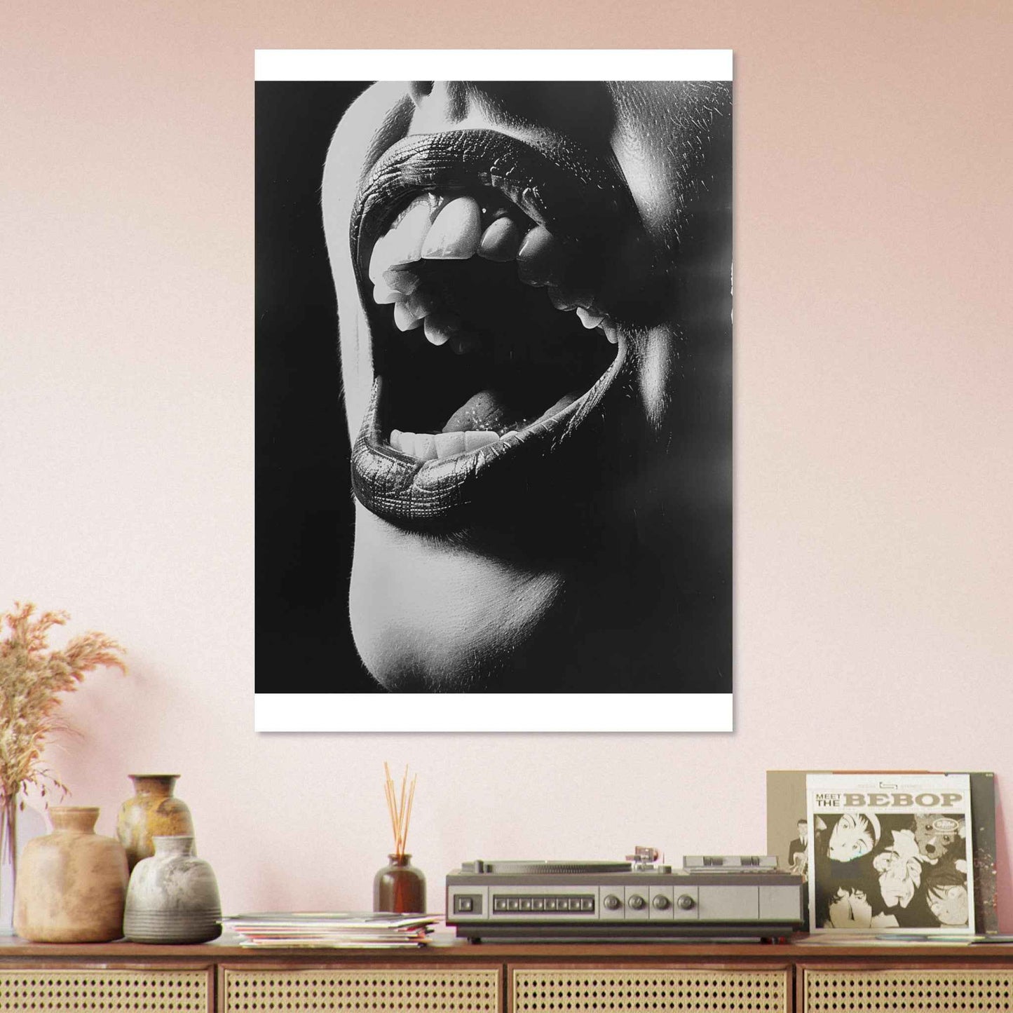 “Open Mouth” Poster – Dramatic Black & White Wall Art (Multiple Sizes Available)