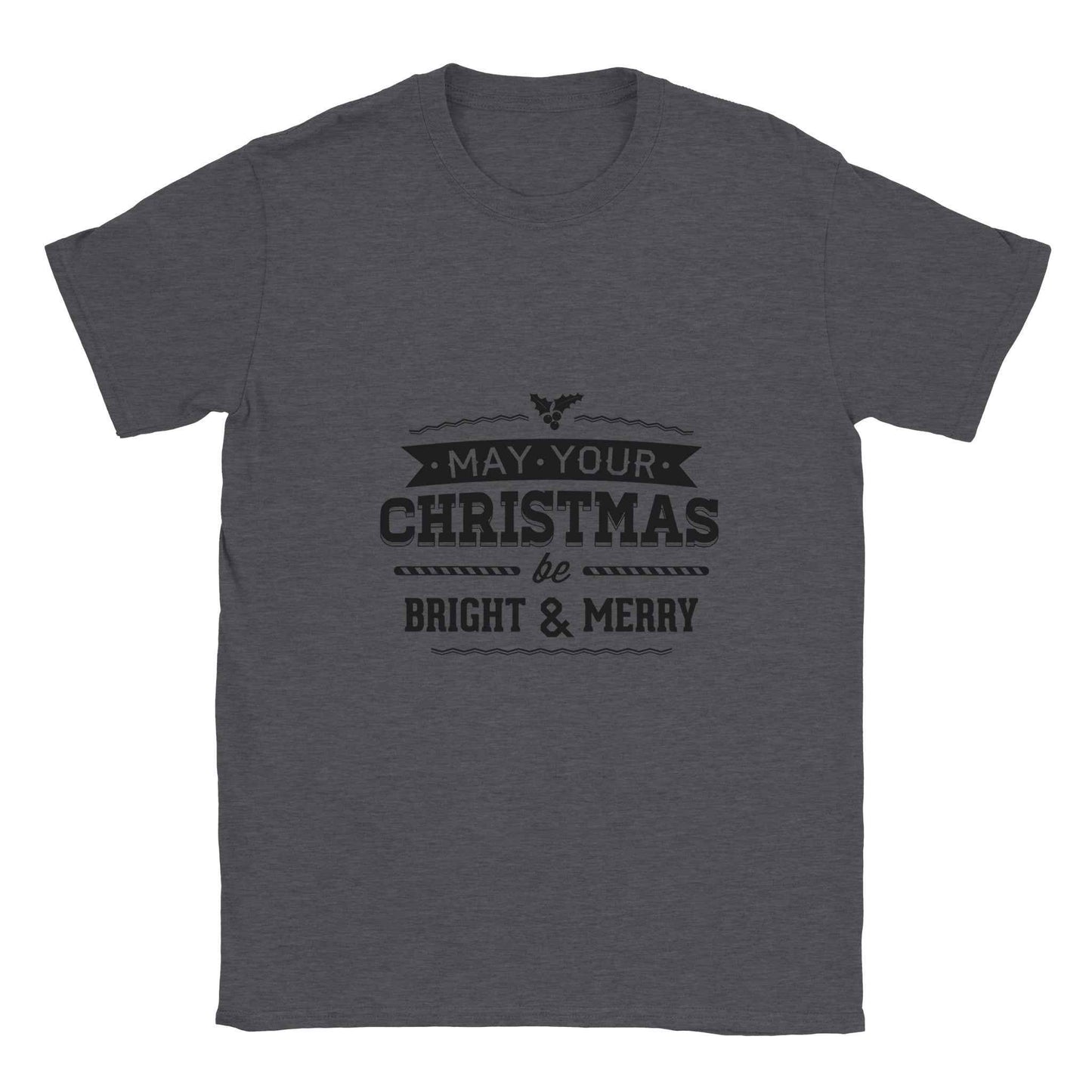 Merry & Bright Christmas Holly Tee – Festive Holiday Graphic Tee in Your Choice of Colors
