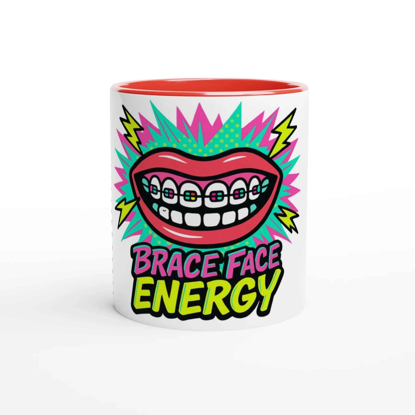 Brace Face Energy 11oz Coffee Mug with Color Inside