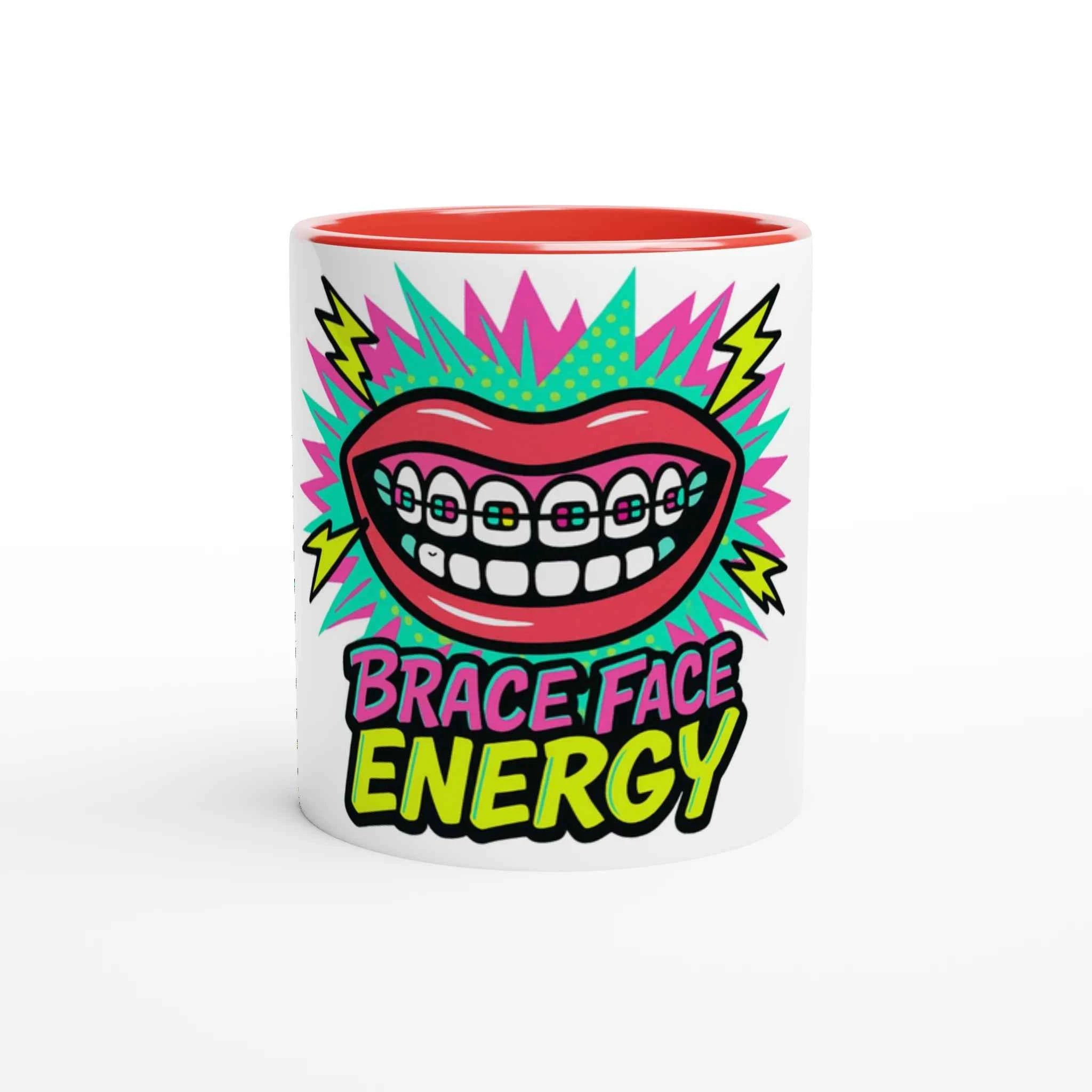Brace Face Energy 11oz Coffee Mug with Color Inside