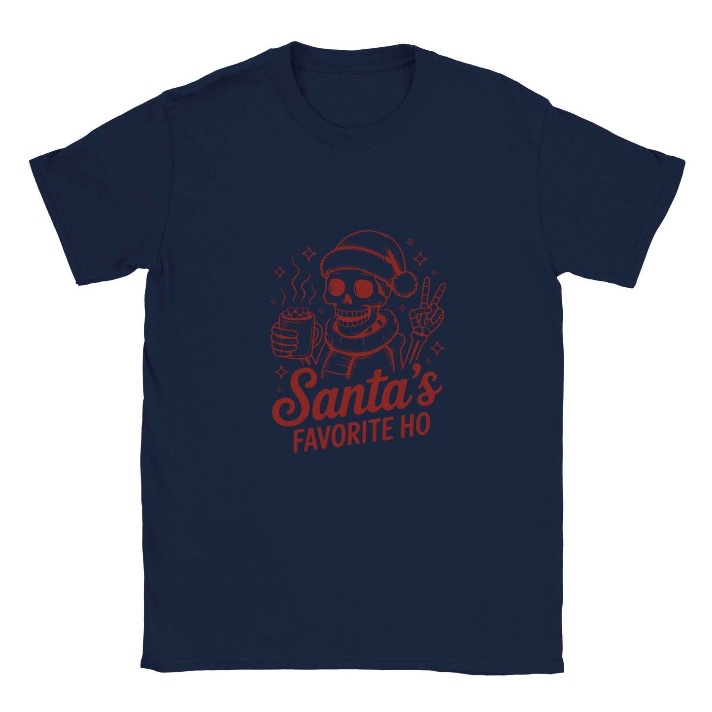 Santa's Favorite Ho – Sassy Skeleton Christmas Graphic Tee