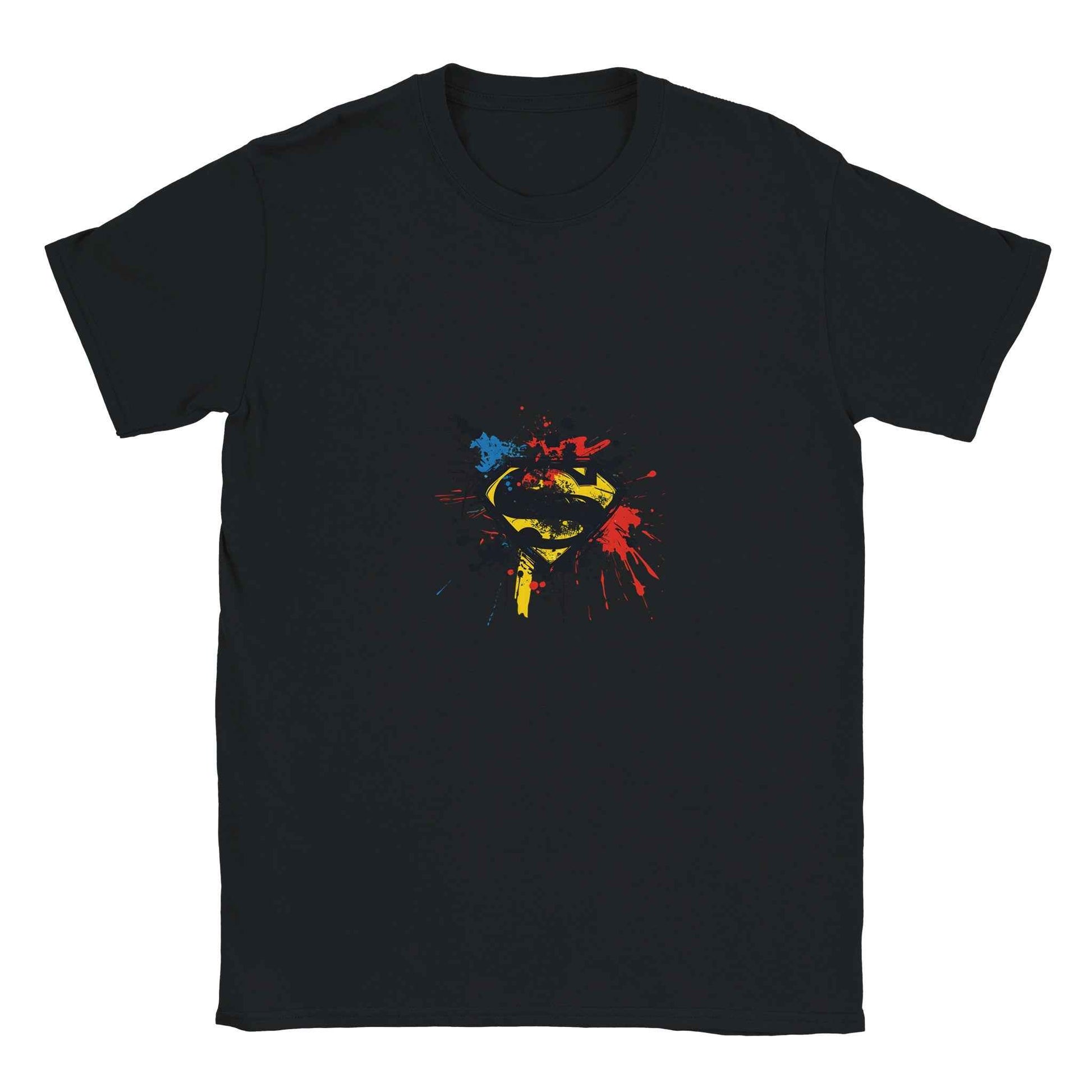 Superman Splatter Crest T-Shirt – Heroic Comic-Inspired Splatter Graphic Tee