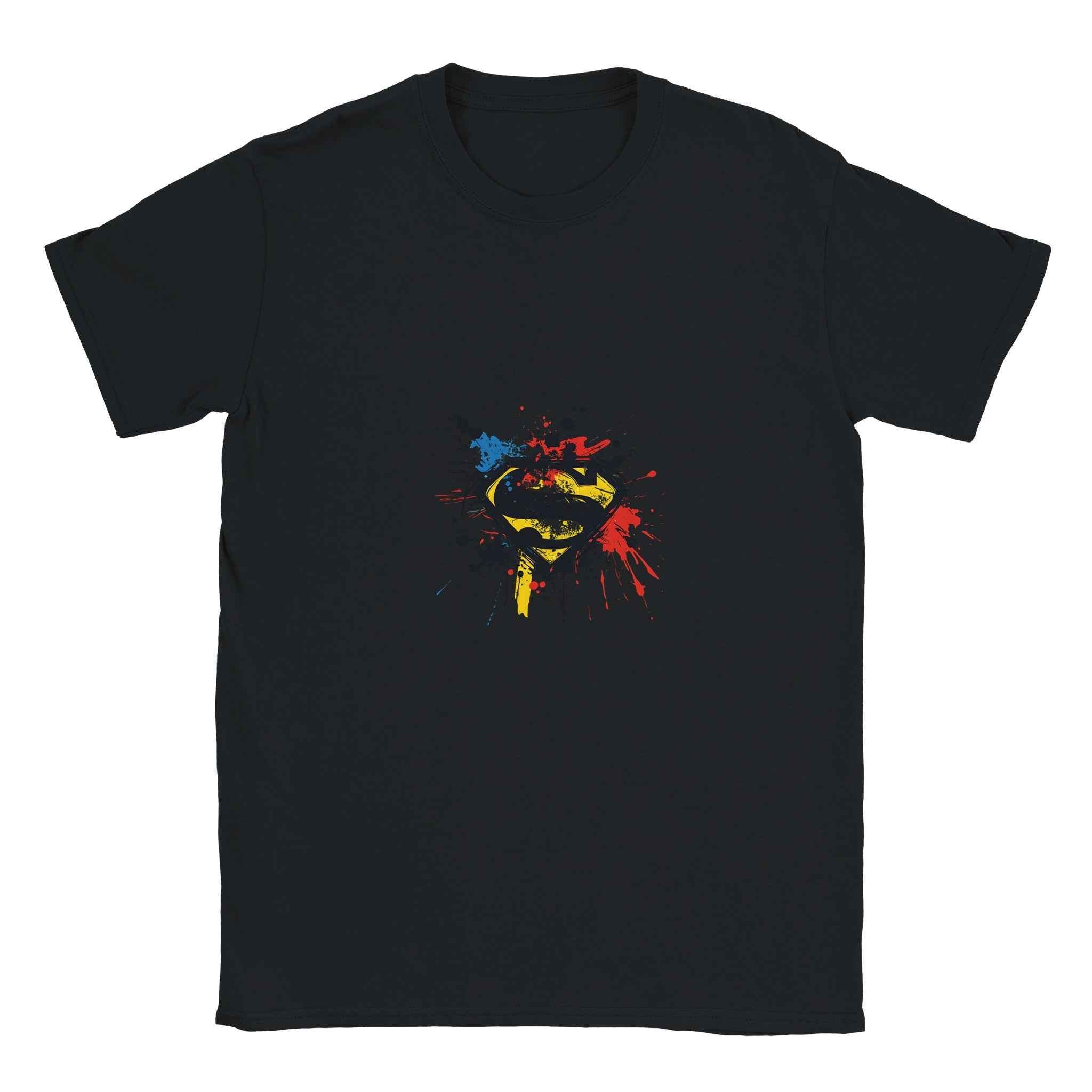 Superman Splatter Crest T-Shirt – Heroic Comic-Inspired Splatter Graphic Tee