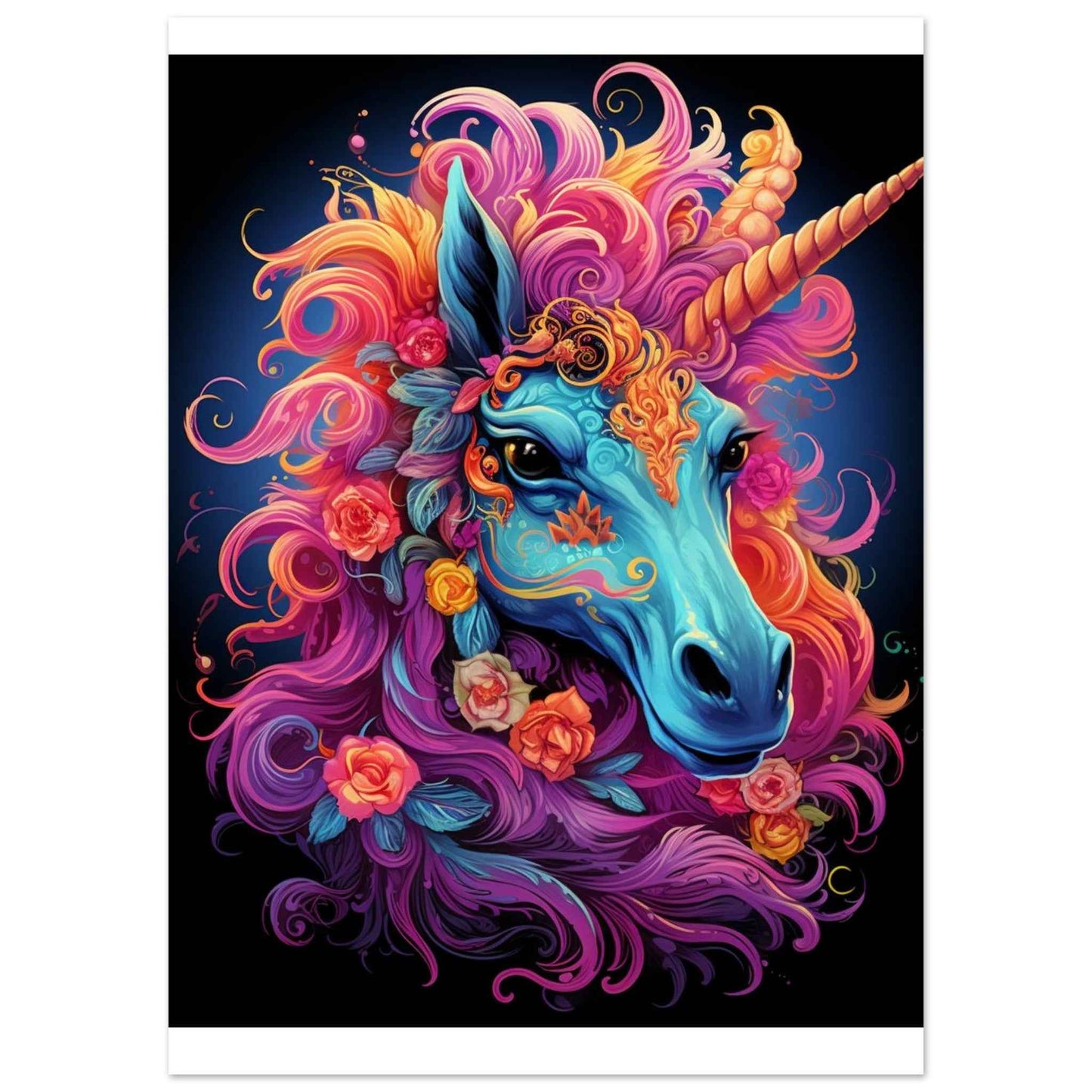 Neon Unicorn Dream Poster – Vibrant Fantasy Wall Art (Multiple Sizes Available)
