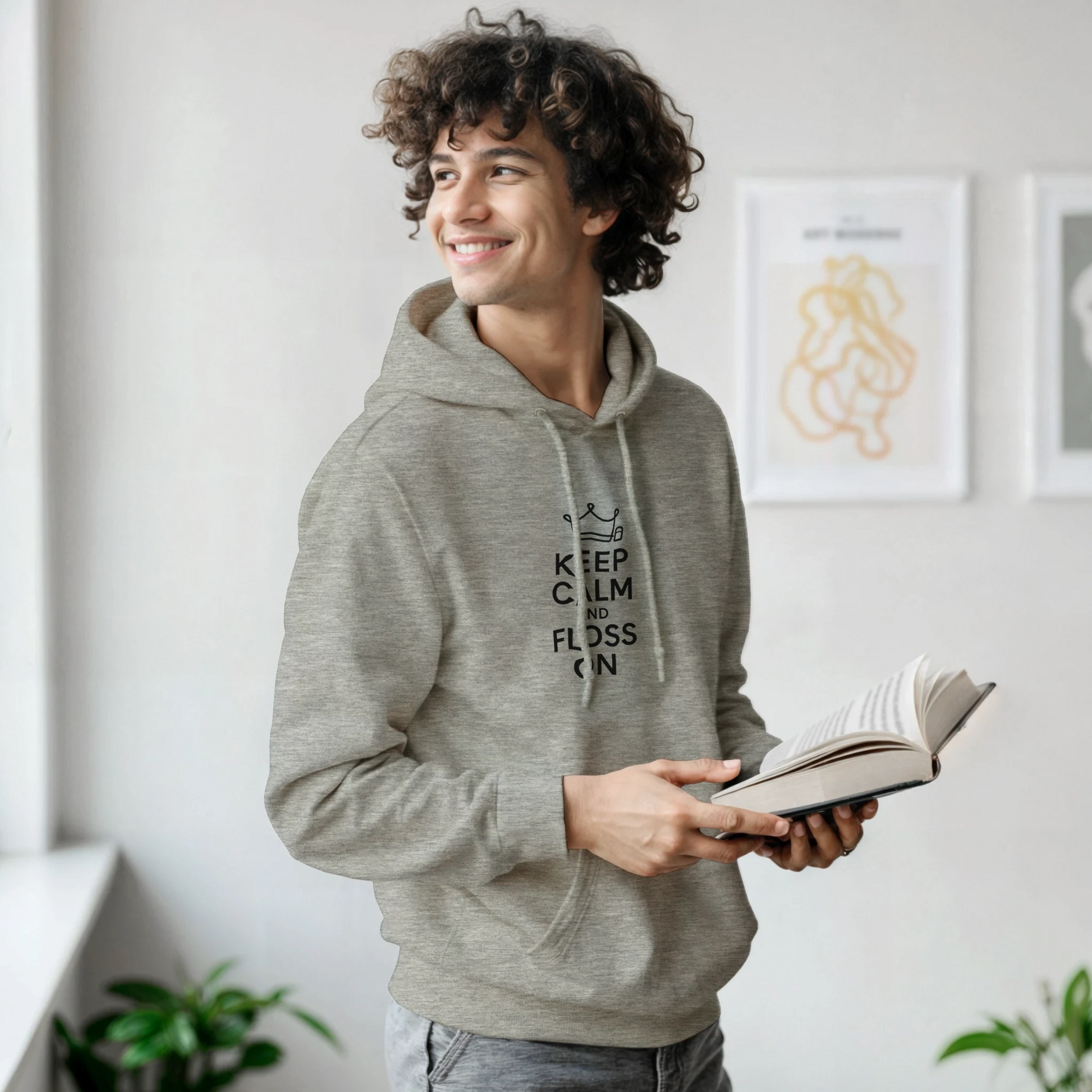 Keep Calm and Floss On Hoodie – Funny Dental Hygienist Unisex Sweatshirt - F4 Custom Prints