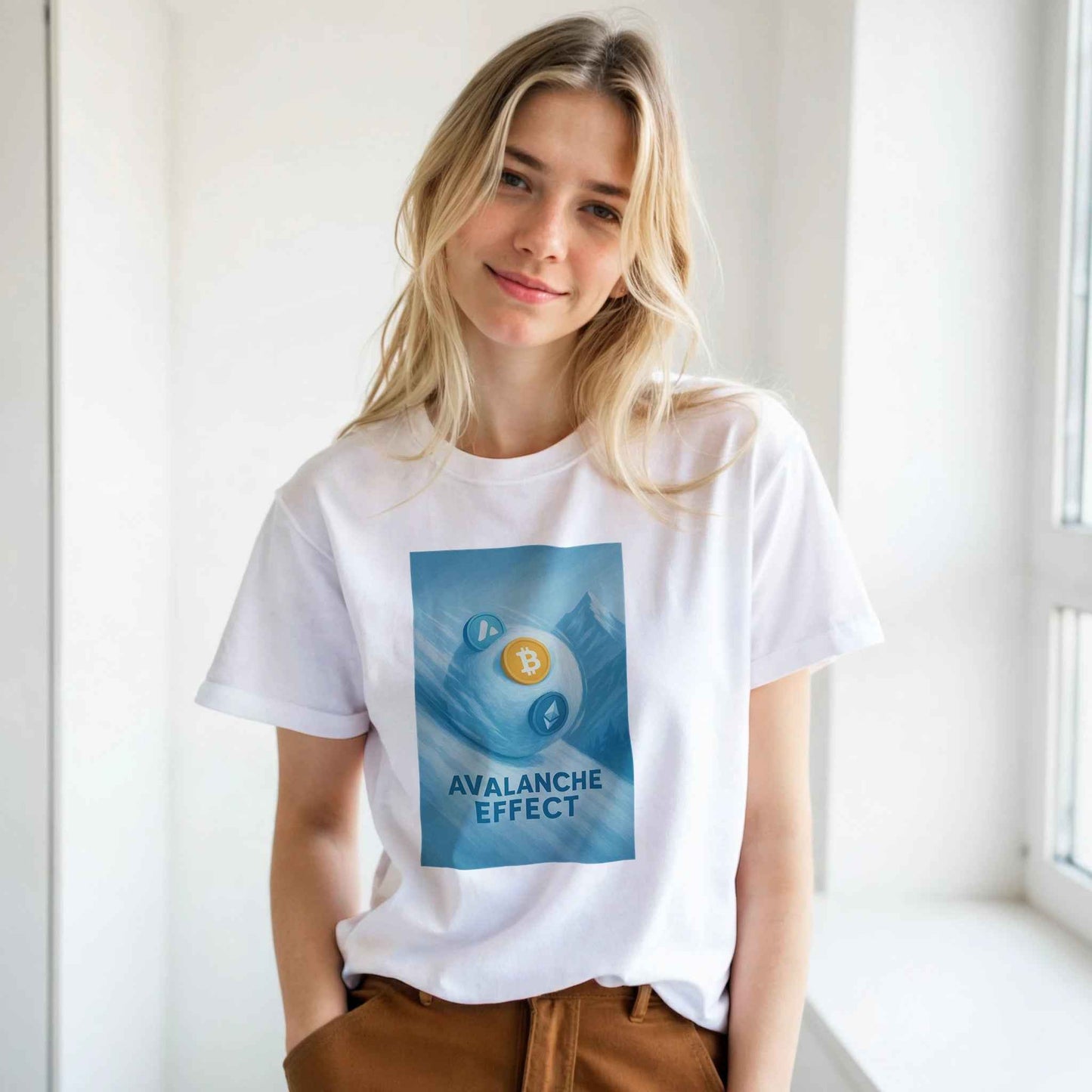 Crypto Avalanche Effect T-Shirt – Blockchain Snowball Graphic Tee in Multiple Colors