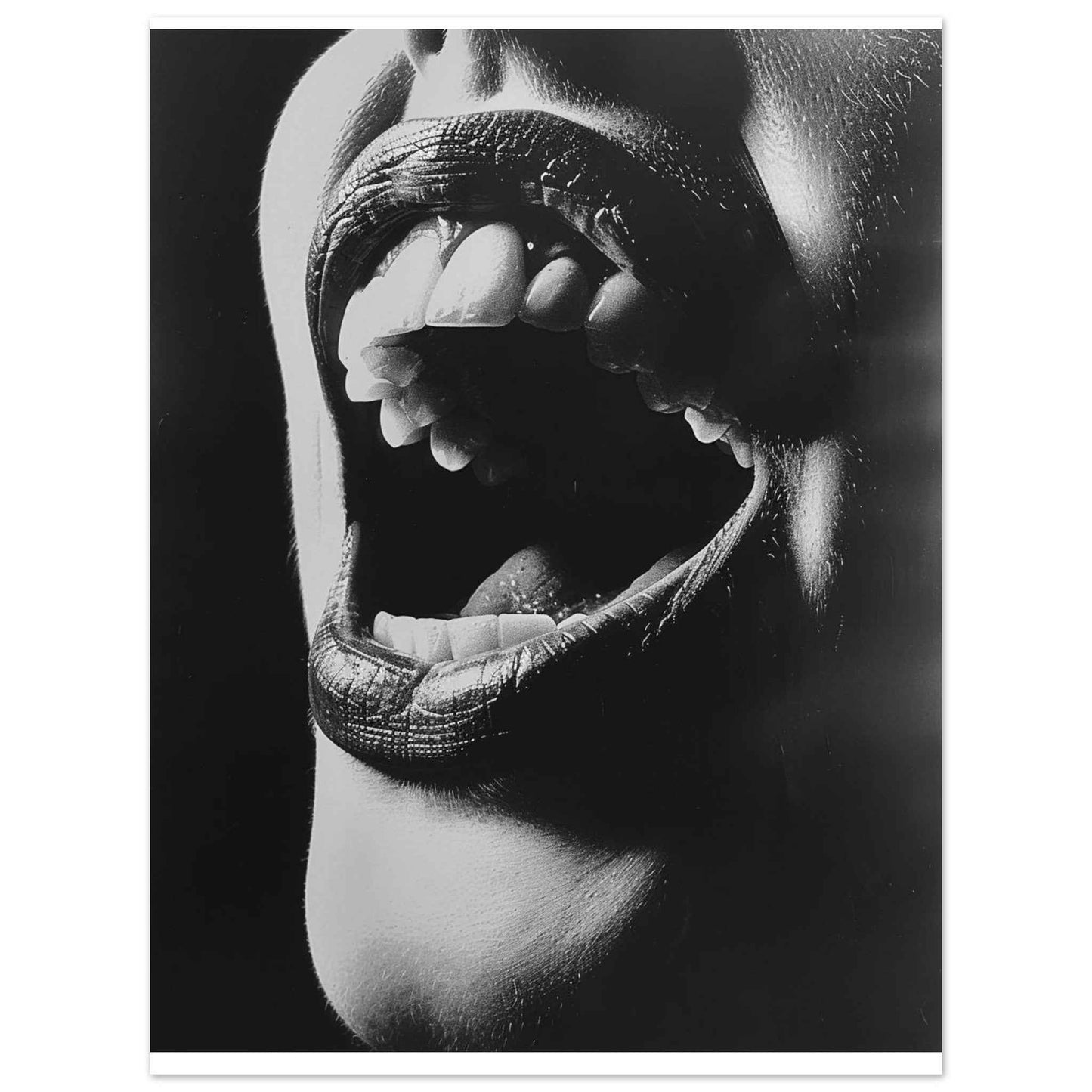 “Open Mouth” Poster – Dramatic Black & White Wall Art (Multiple Sizes Available)