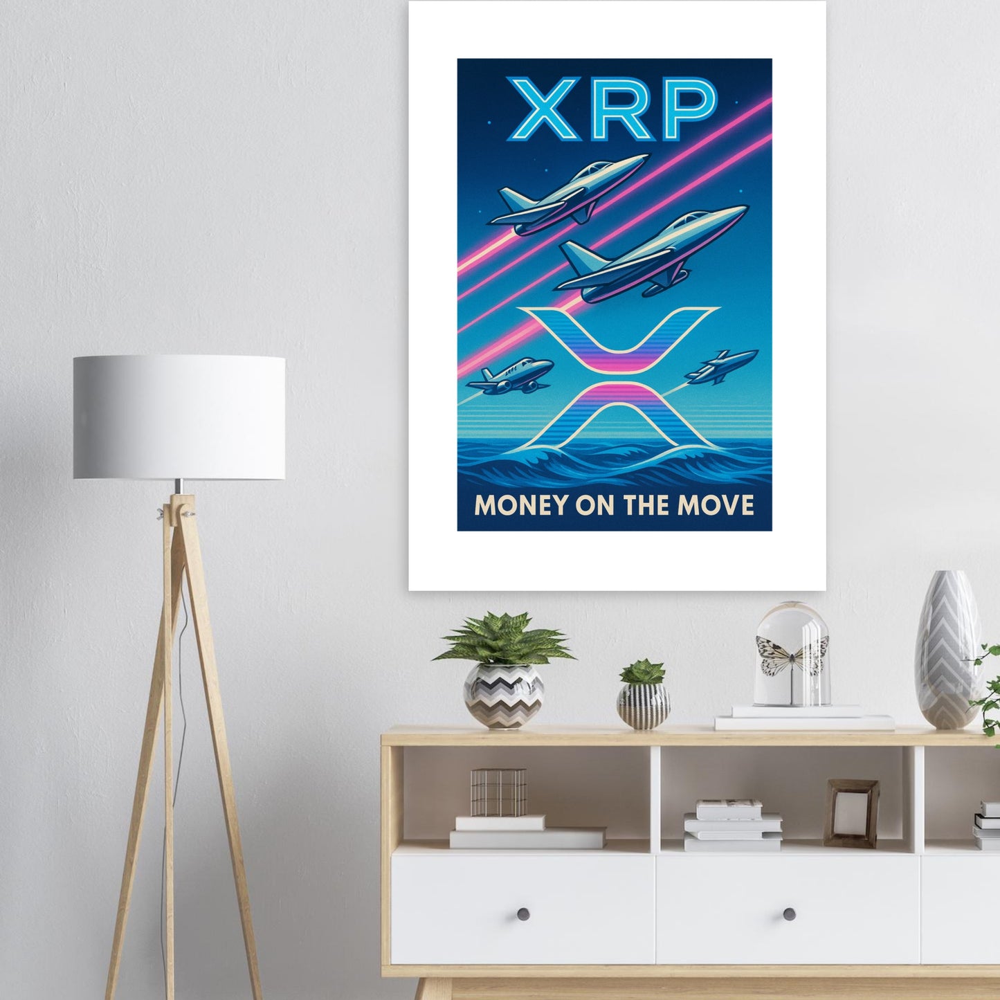 XRP 'Money on the Move' Poster – Retro Crypto Art Wall Print - F4 Custom Prints