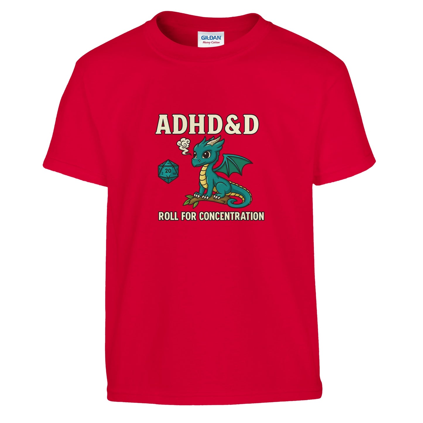 ADHD &D Kids T-Shirt — Roll for Concentration Dragon Edition - F4 Custom Prints