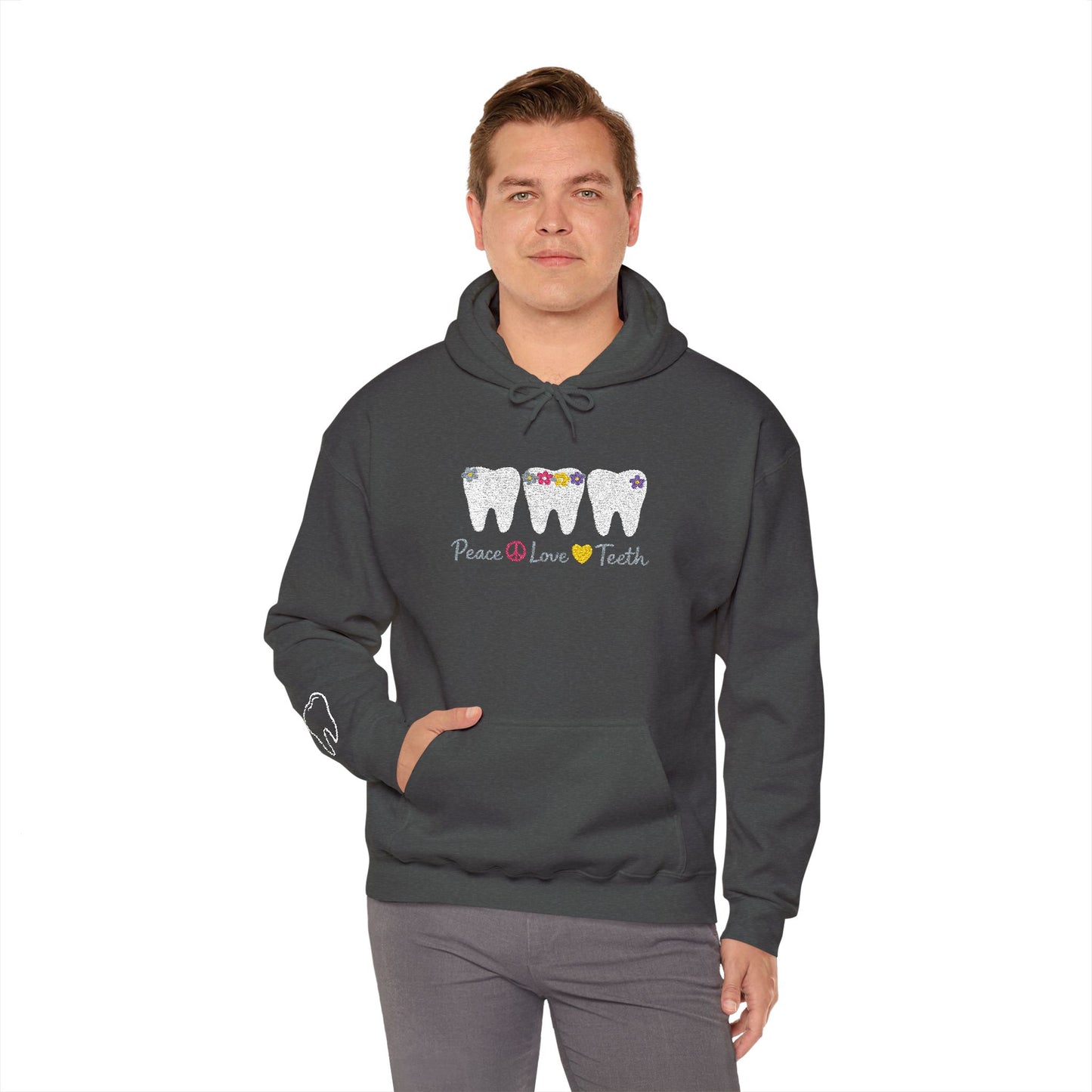 Peace Love & Teeth Hoodie – Embroidered Dental Hoodie