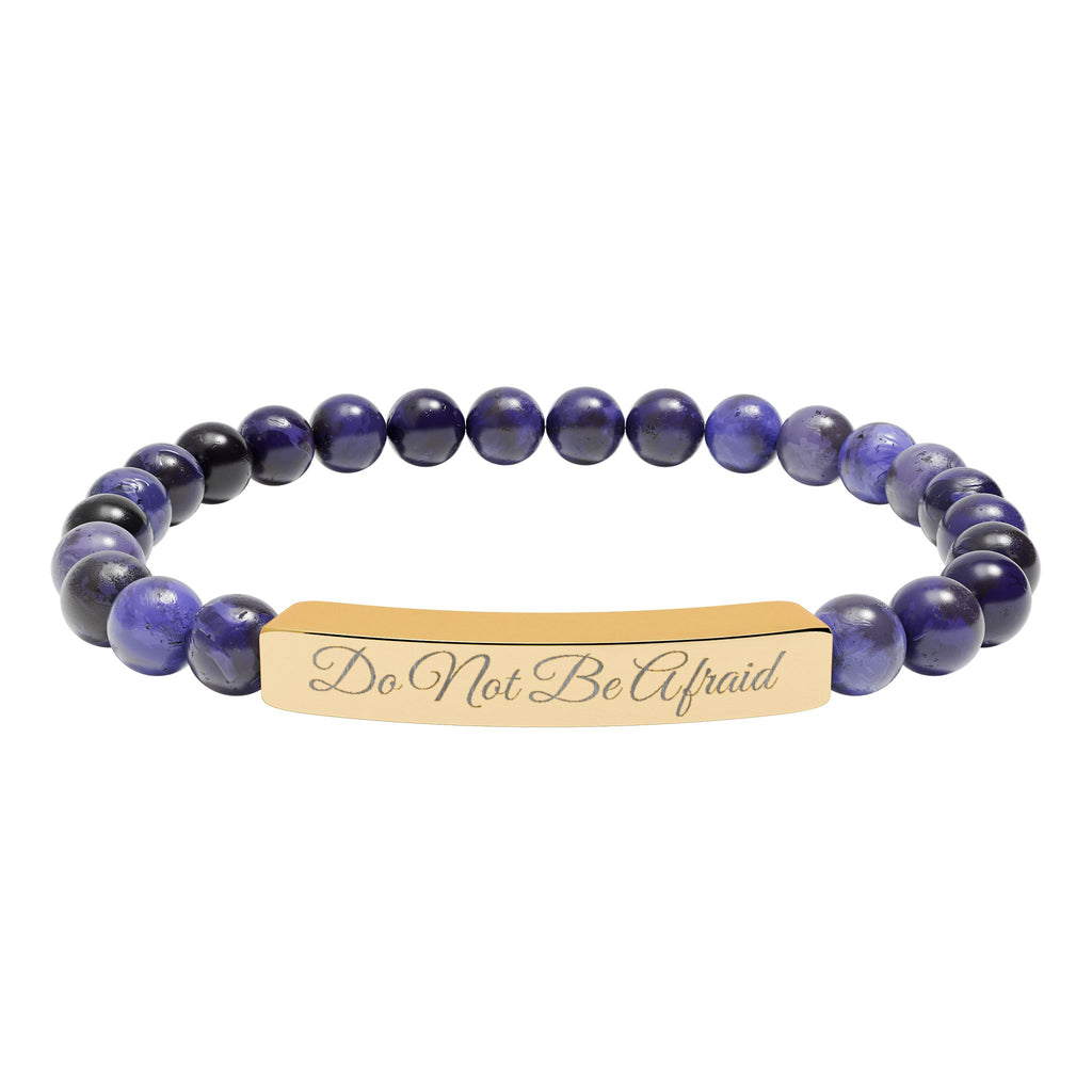 Personalized Engraved Natural Stone Bracelet -Custom Jewelry